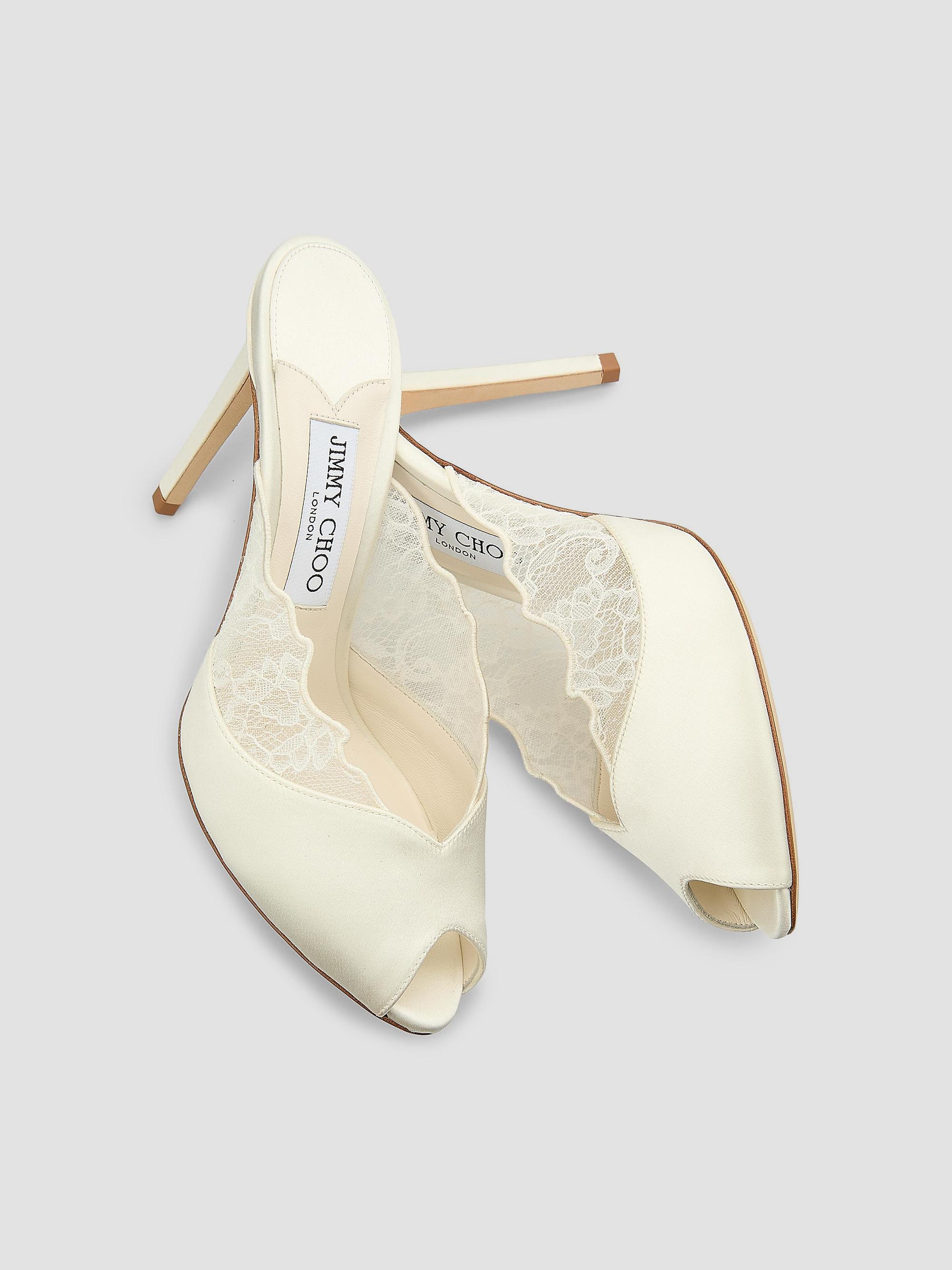 Jimmy Choo Brigitte 100MM Lace Stiletto Mules | Saks Fifth Avenue