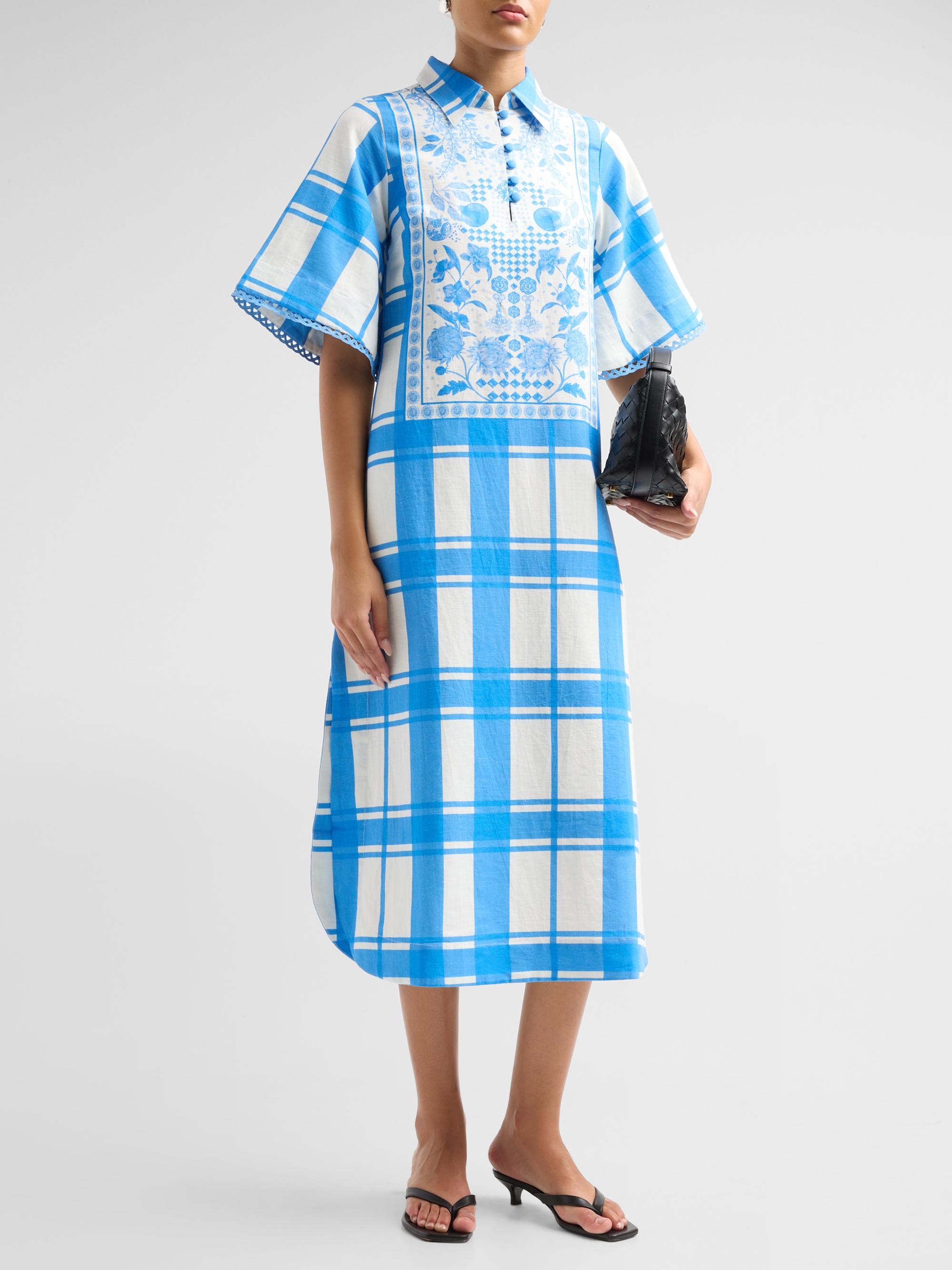 Verandah Women's Bejewelled Summer Caftan Dress -  And Blue | Thumbnail 4