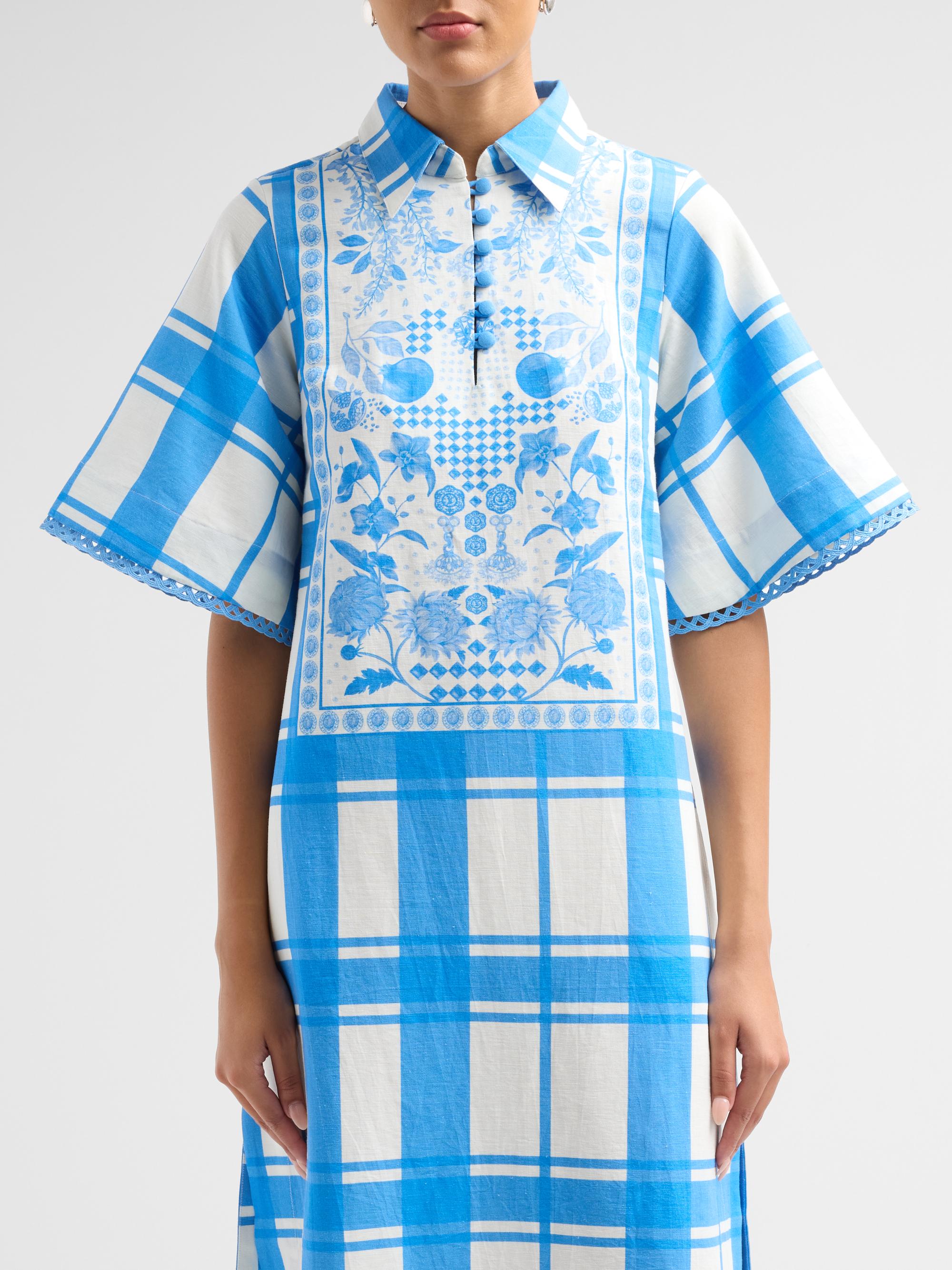 Verandah Women's Bejewelled Summer Caftan Dress -  And Blue | Thumbnail 5