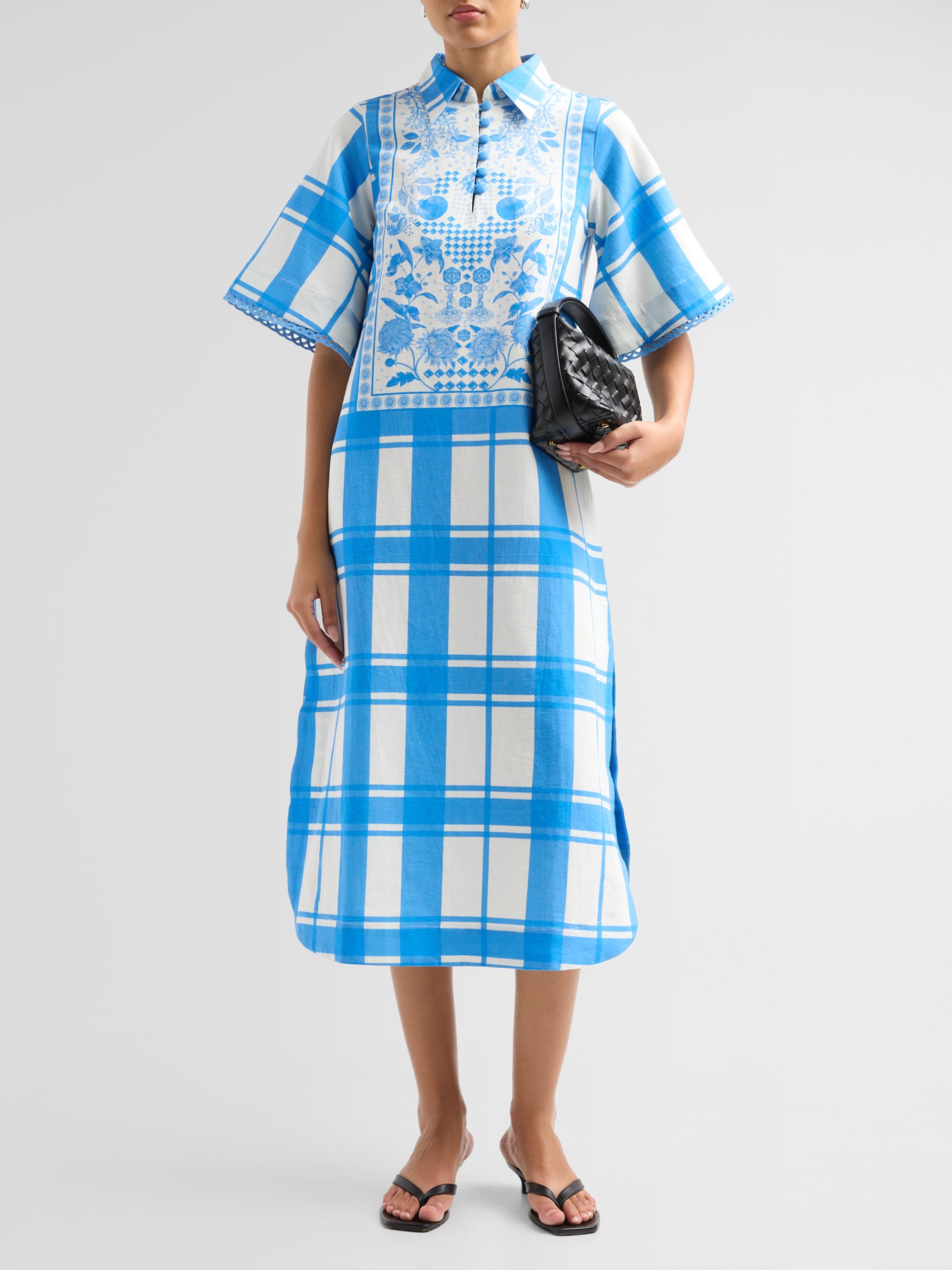 Verandah Women's Bejewelled Summer Caftan Dress -  And Blue | Thumbnail 2