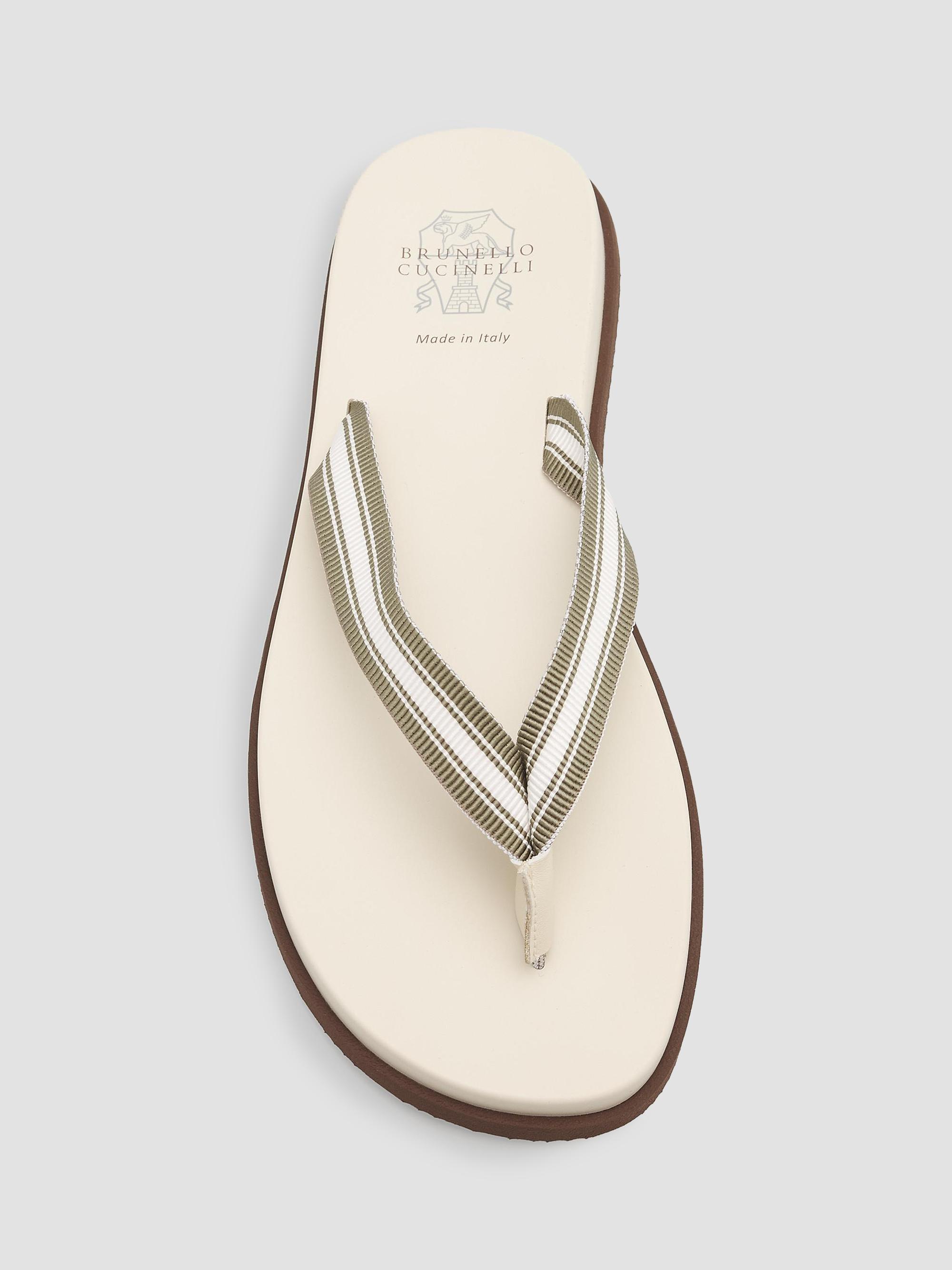 Brunello Cucinelli Striped Leather Flip-Flops | Saks Fifth Avenue