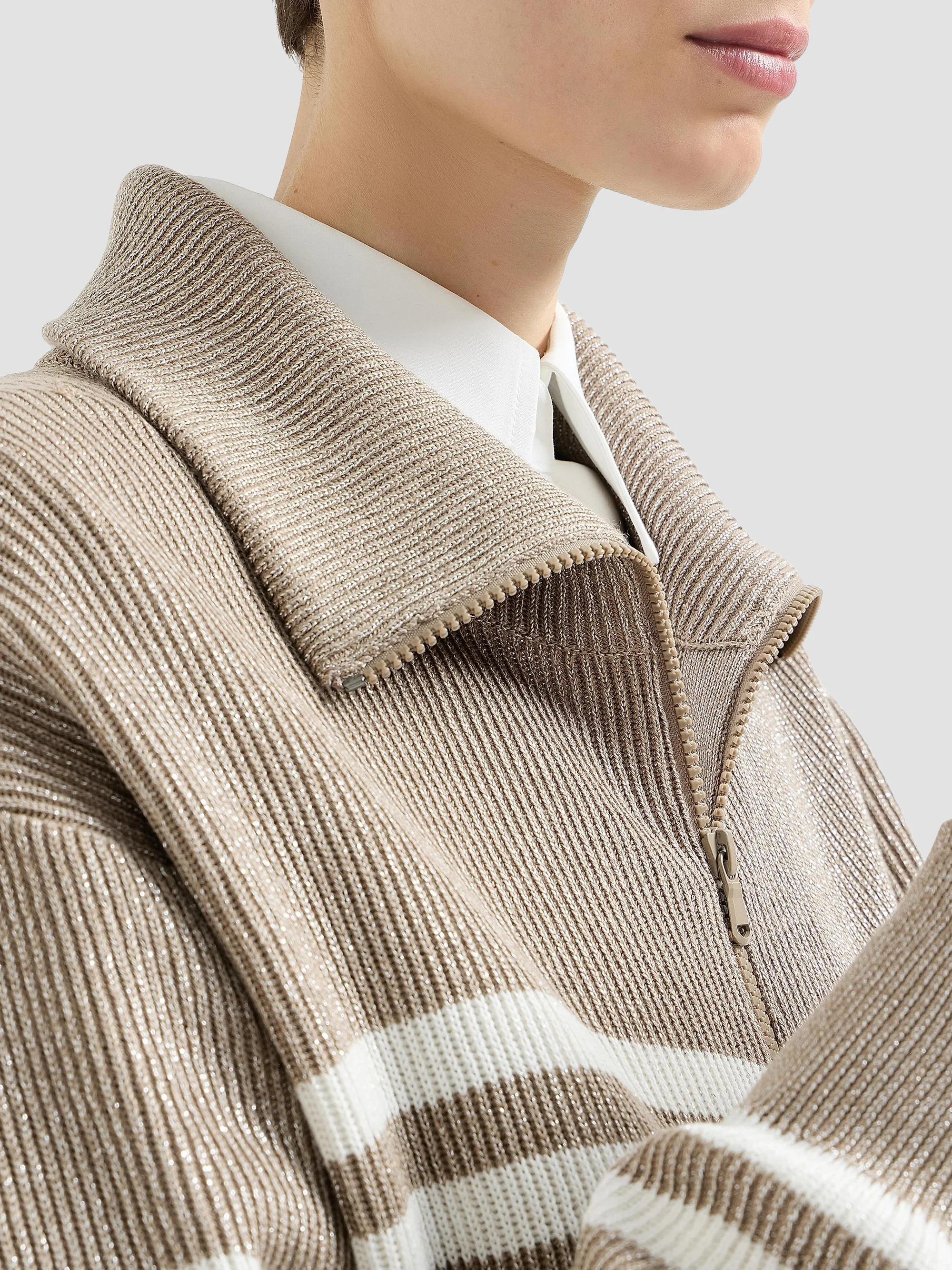 Brunello Cucinelli Sparkling Cotton Striped English Rib Cardigan | Saks ...