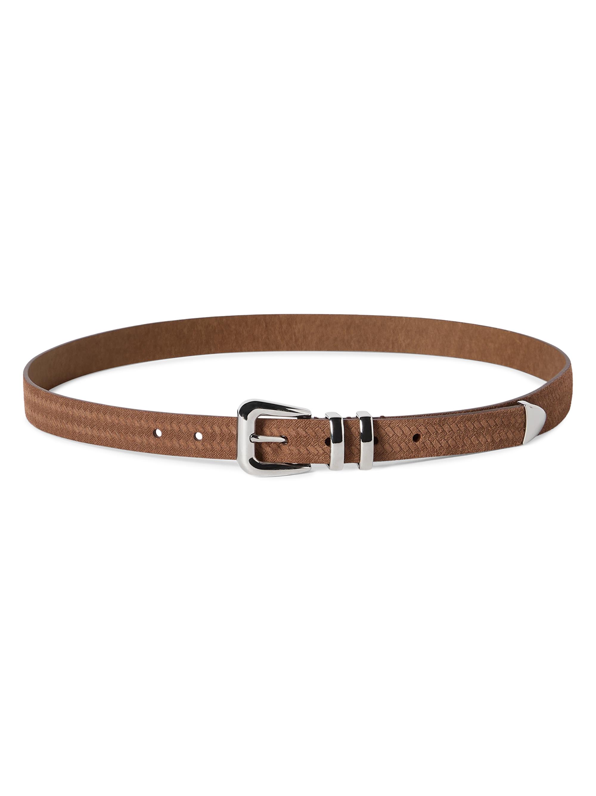 Brunello Cucinelli Men's Reversed Calfskin Belt with Chevron Design - Hazelnut | Thumbnail 4