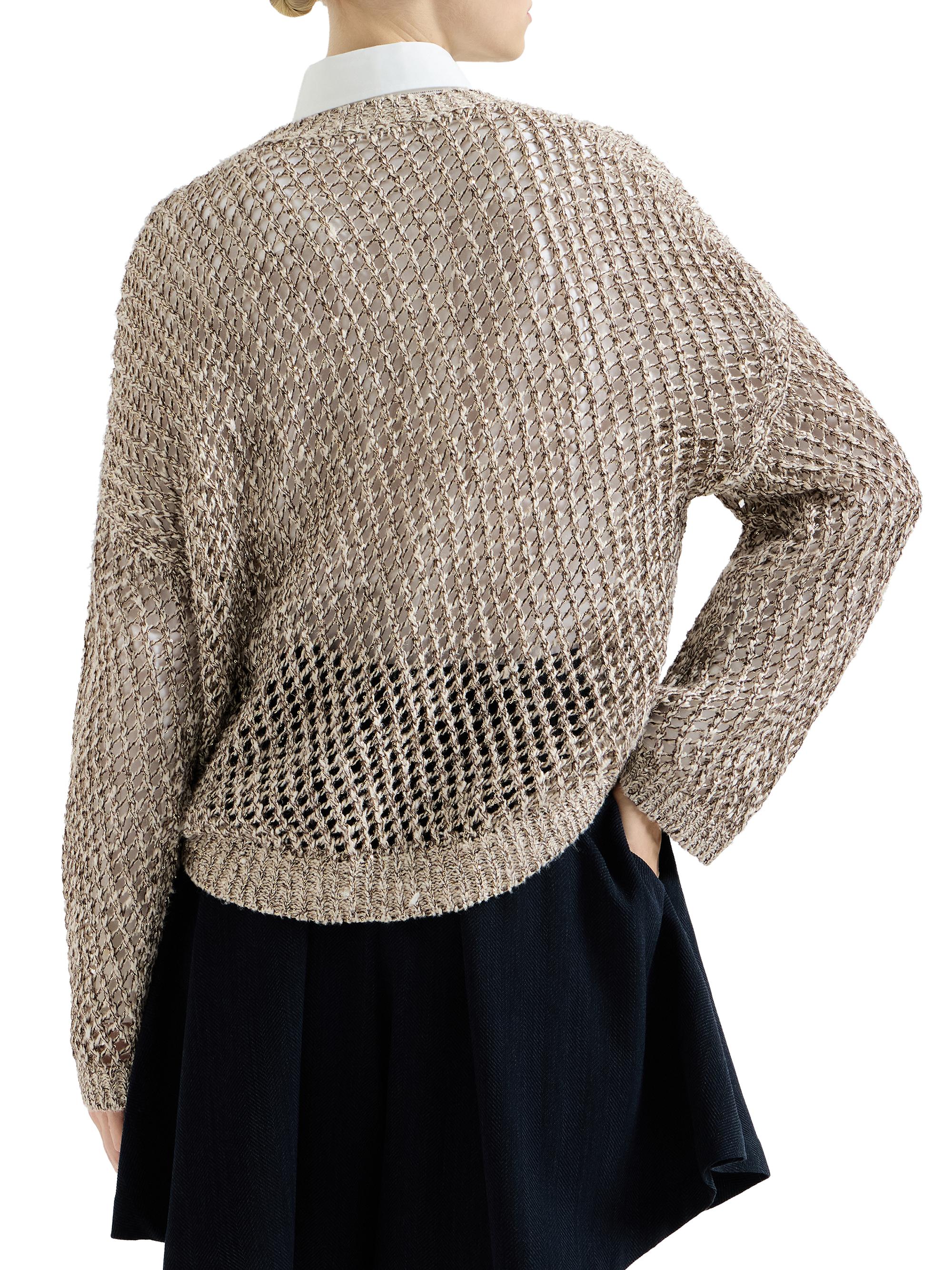 Brunello Cucinelli Dazzling Chiné Net Sweater in Silk and Linen