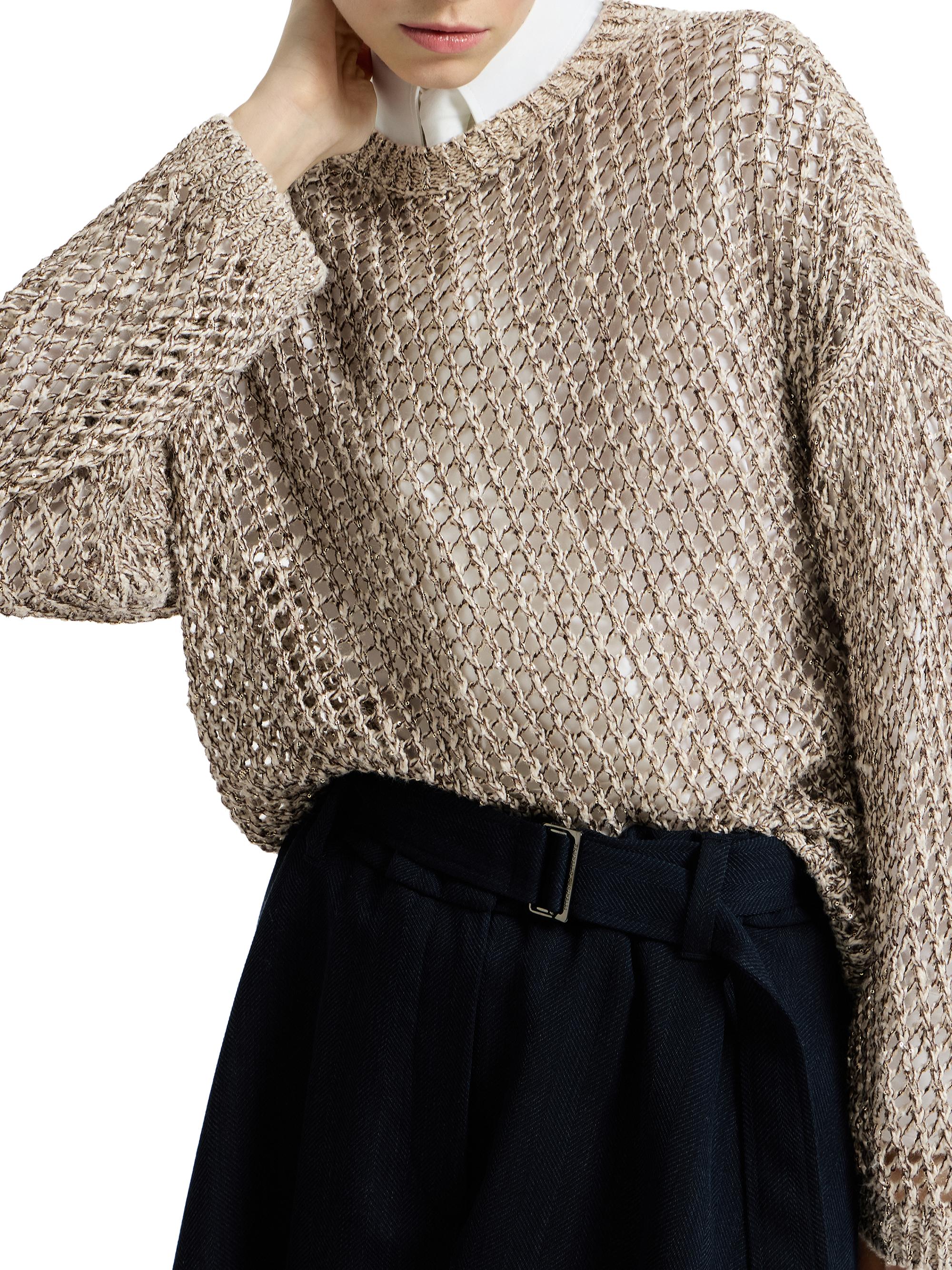 Brunello Cucinelli Dazzling Chiné Net Sweater in Silk and Linen