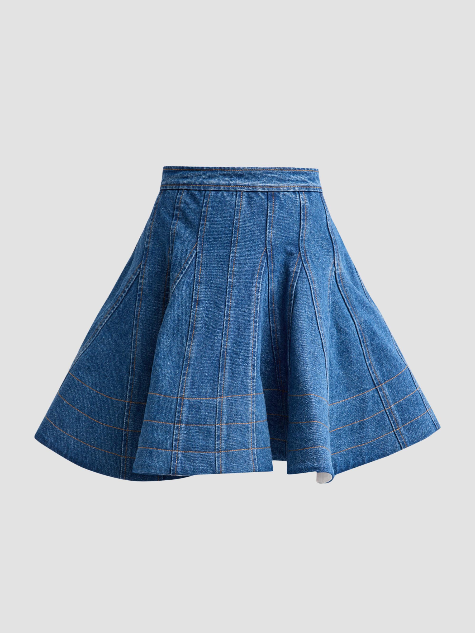 AKNVAS Women's Kalle Godet Denim Mini Skirt - Blue Denim | Thumbnail 6