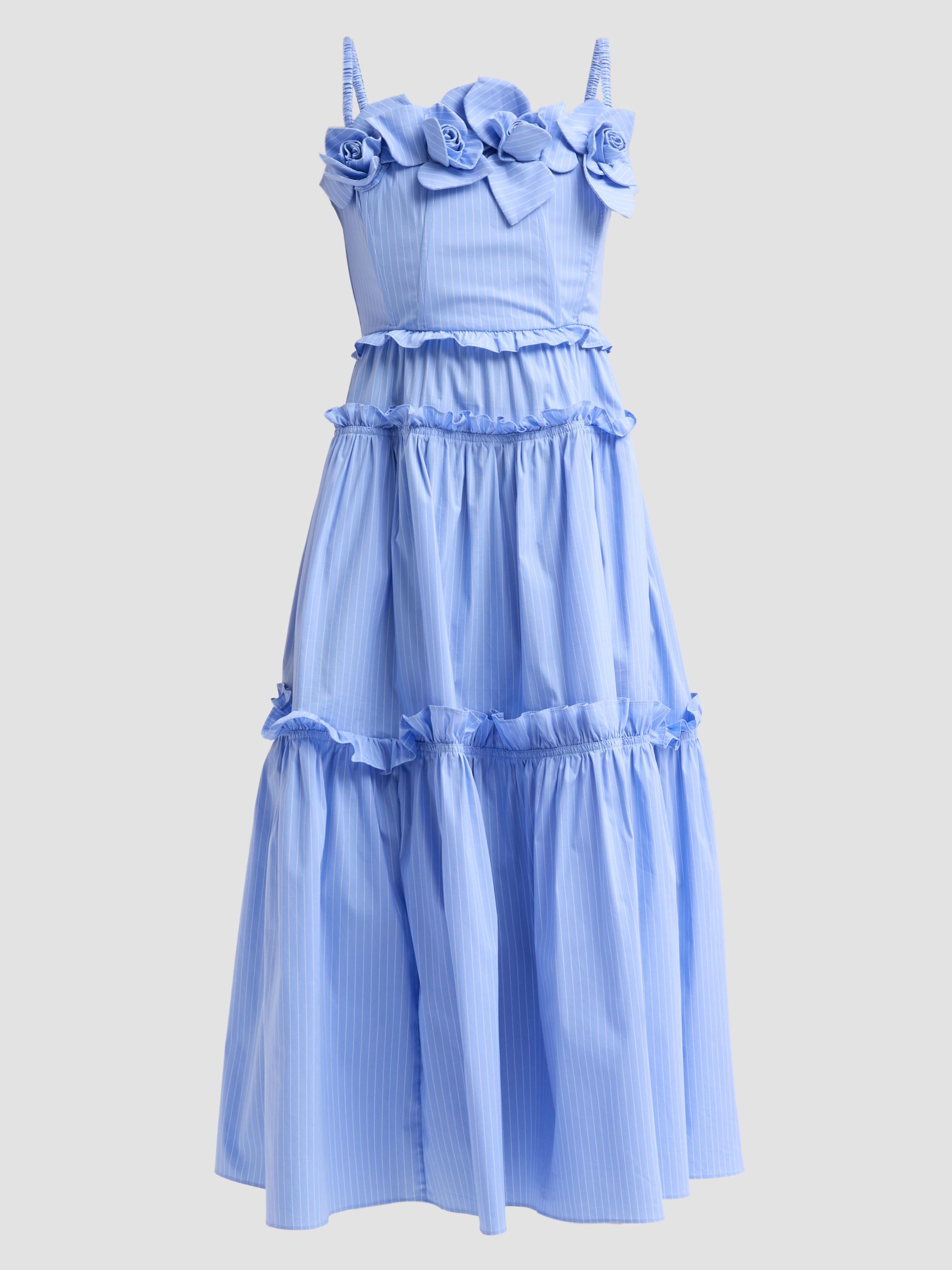 AKNVAS Women's Rach Poplin Midi Dress - Blue Pinstripe | Thumbnail 6