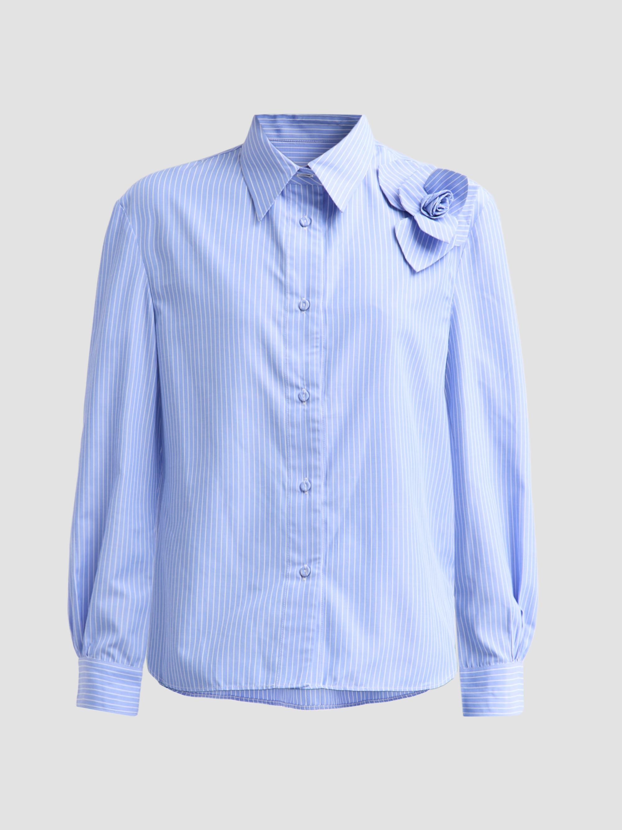 AKNVAS Women's Flor Pinstriped Cotton Shirt - Blue And White | Thumbnail 6