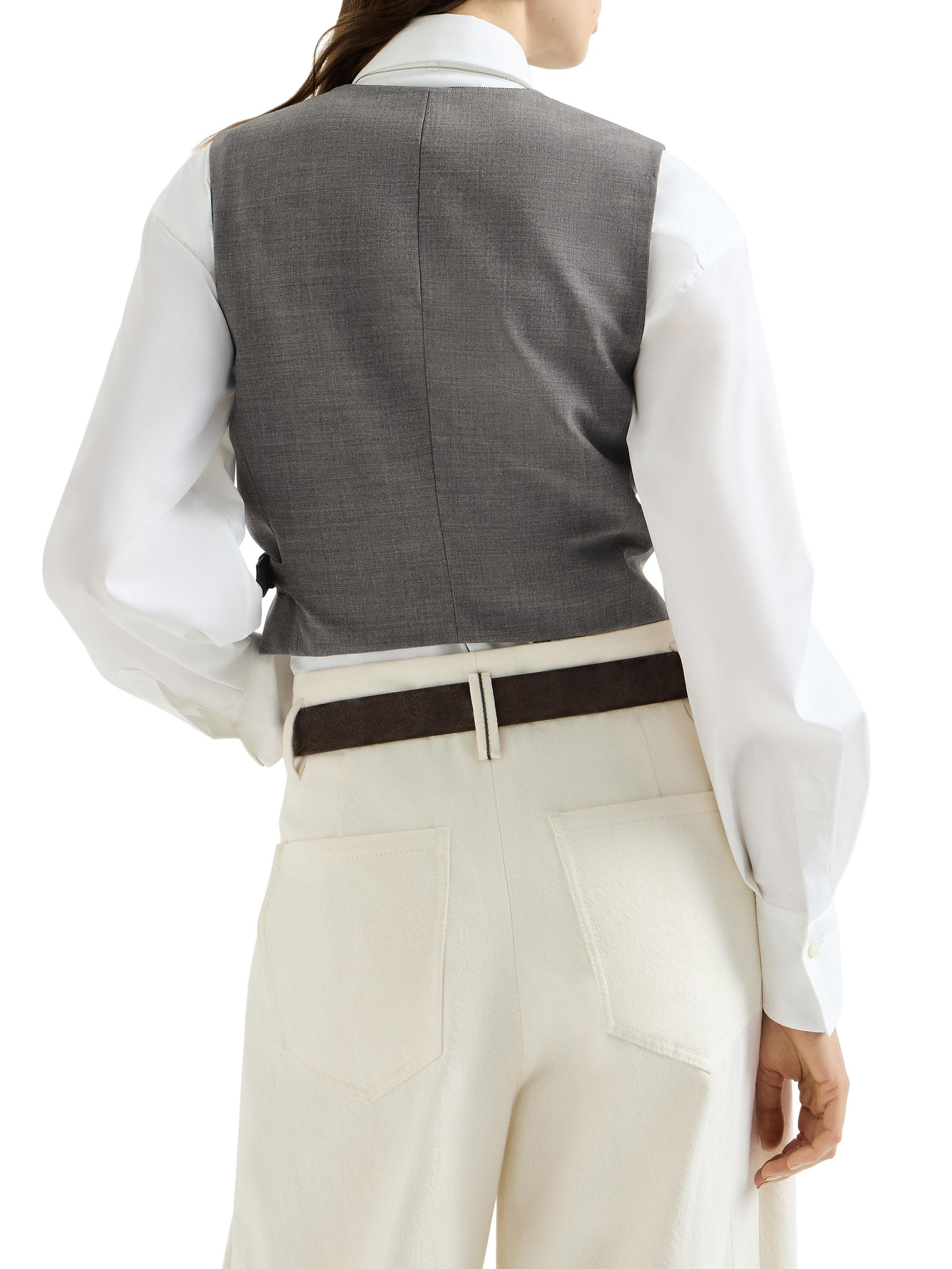 BRUNELLO CUCINELLI グレー ノーカラー ベスト Brunello Cucinelli - Pearl Grey Water Resistant Padded Vest