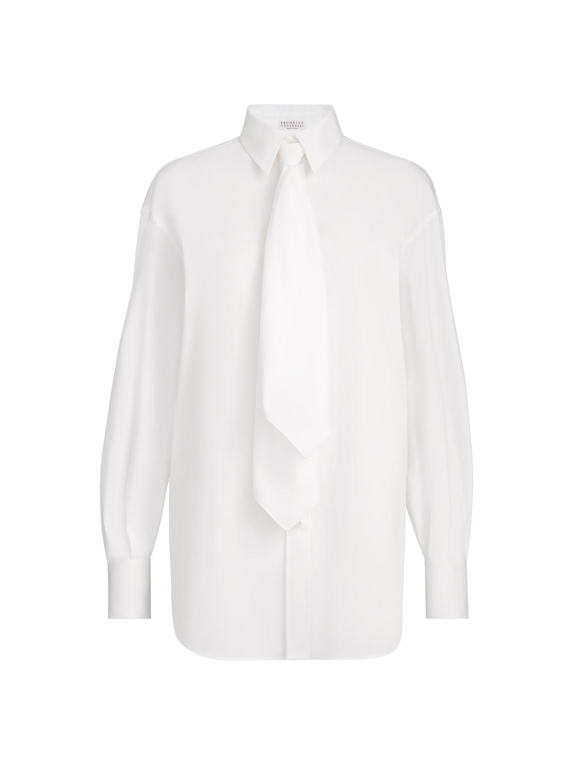 Brunello Cucinelli Women's Stretch Cotton Poplin Shirt - White | Thumbnail 7