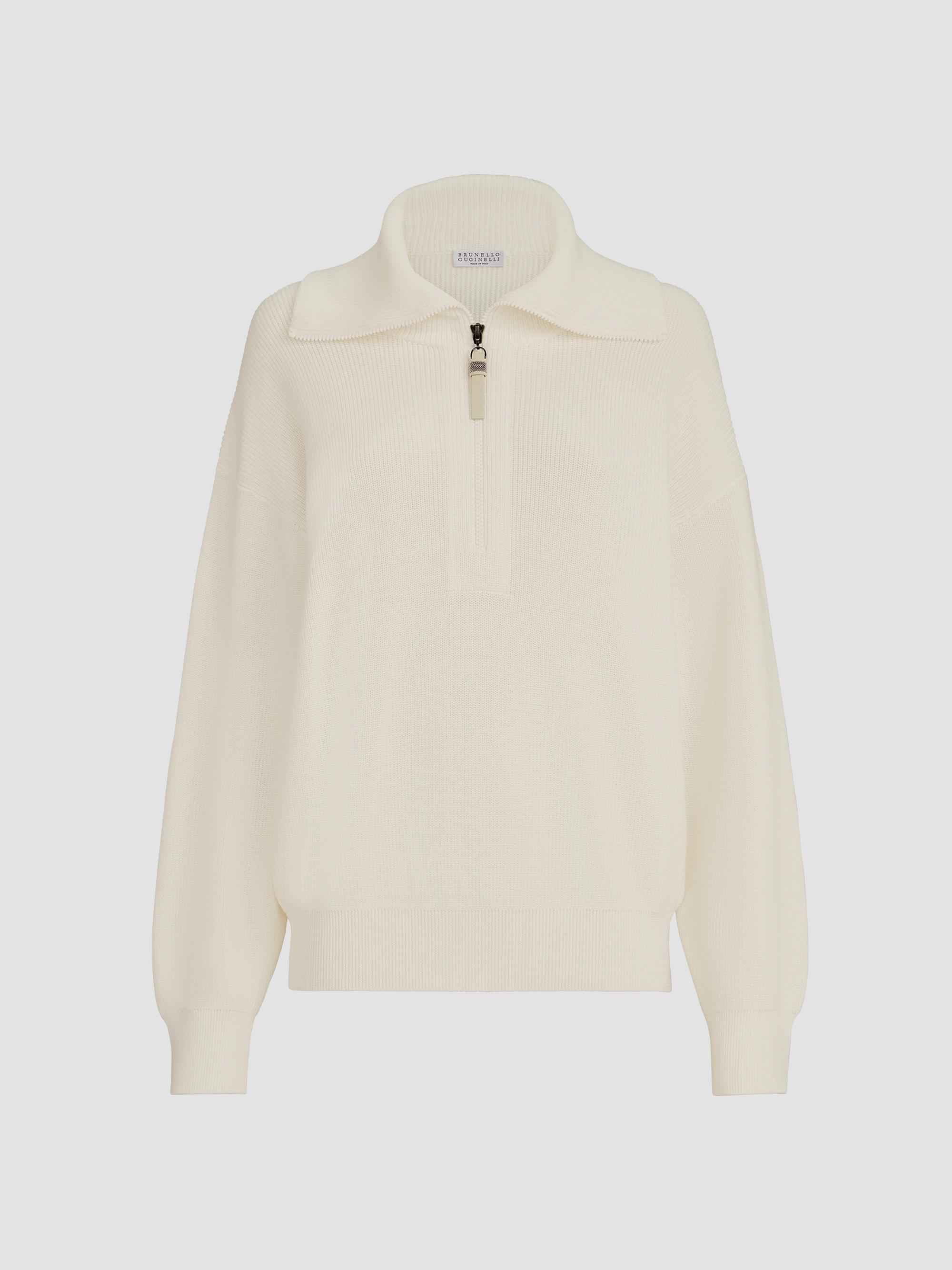 Brunello Cucinelli Women's Cotton English Rib Sweater - Panama | Thumbnail 7