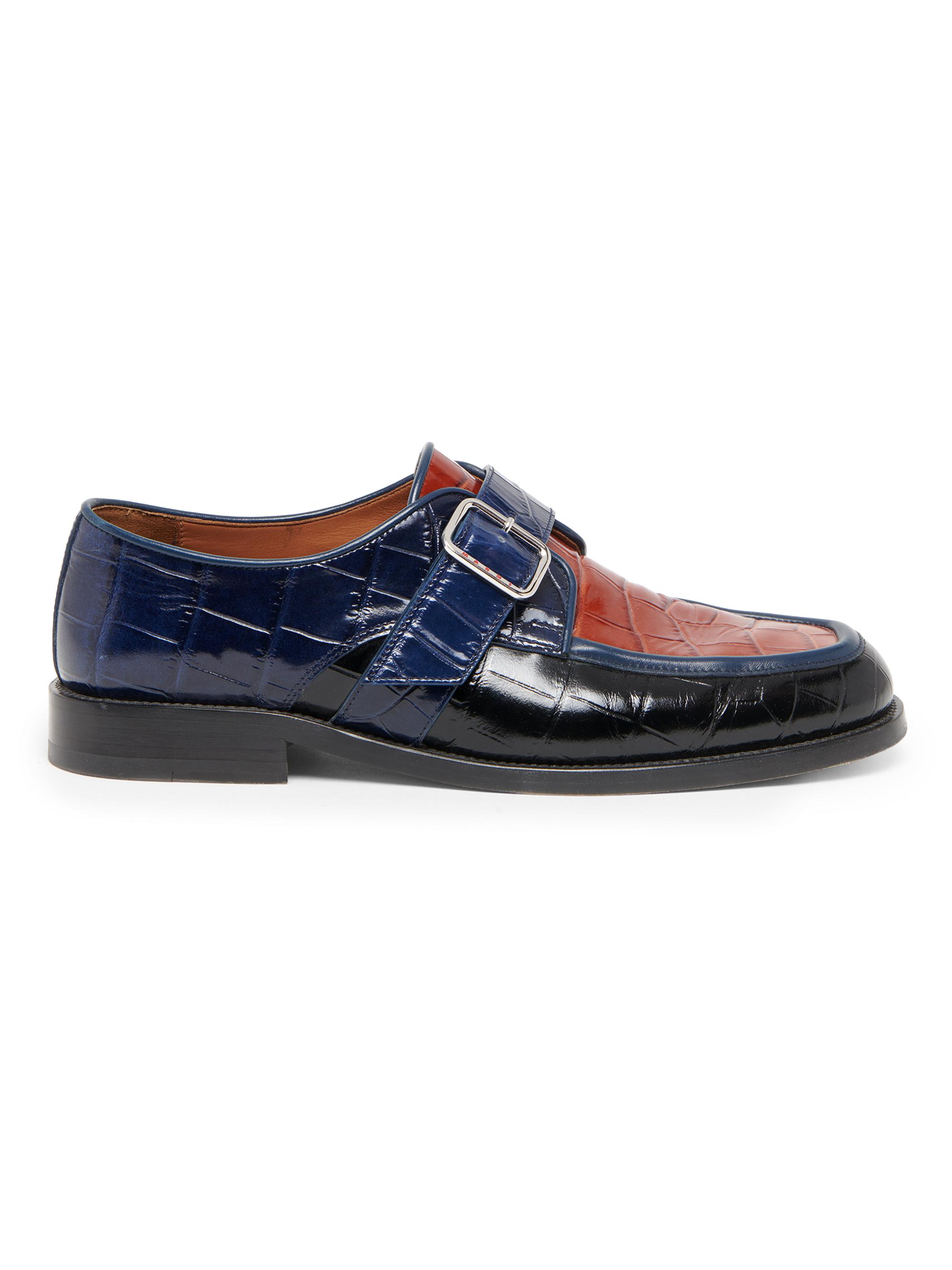 Marni Men's Crocodile-Embossed Leather Moccasins - Black Brown | Thumbnail 6