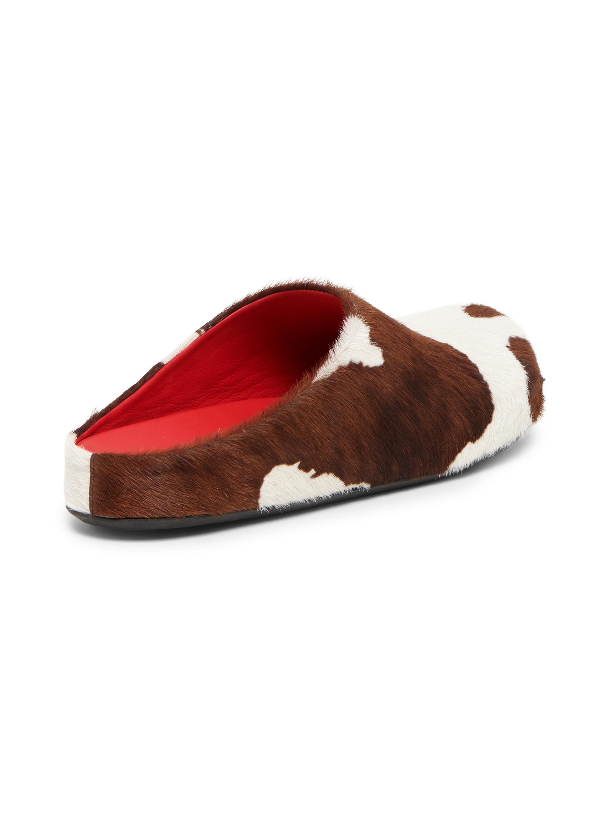 Marni Men's Fussbett Cow-Print Calf Hair Sabots - Lily White Brown | Thumbnail 3