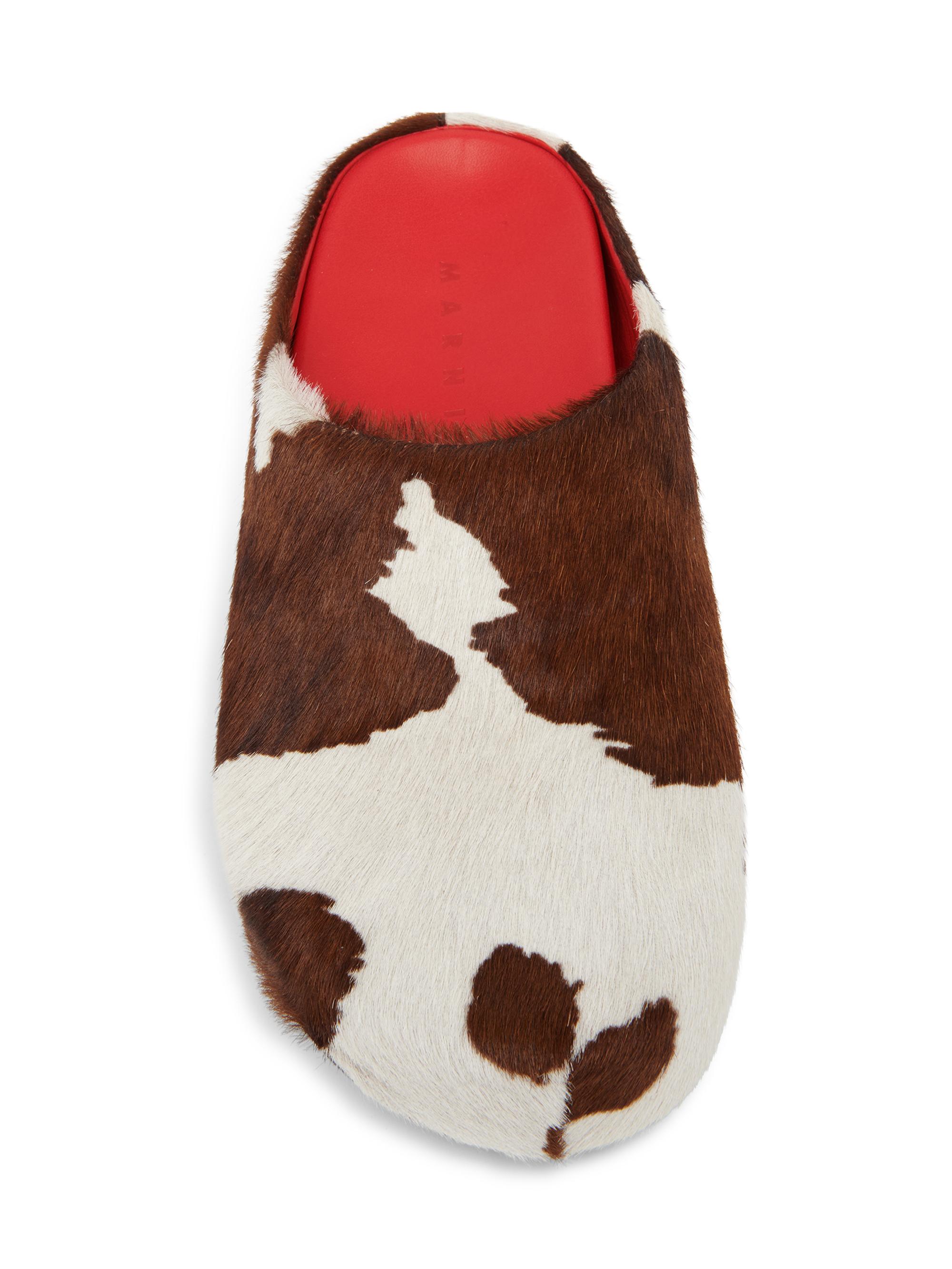 Marni Men's Fussbett Cow-Print Calf Hair Sabots - Lily White Brown | Thumbnail 4