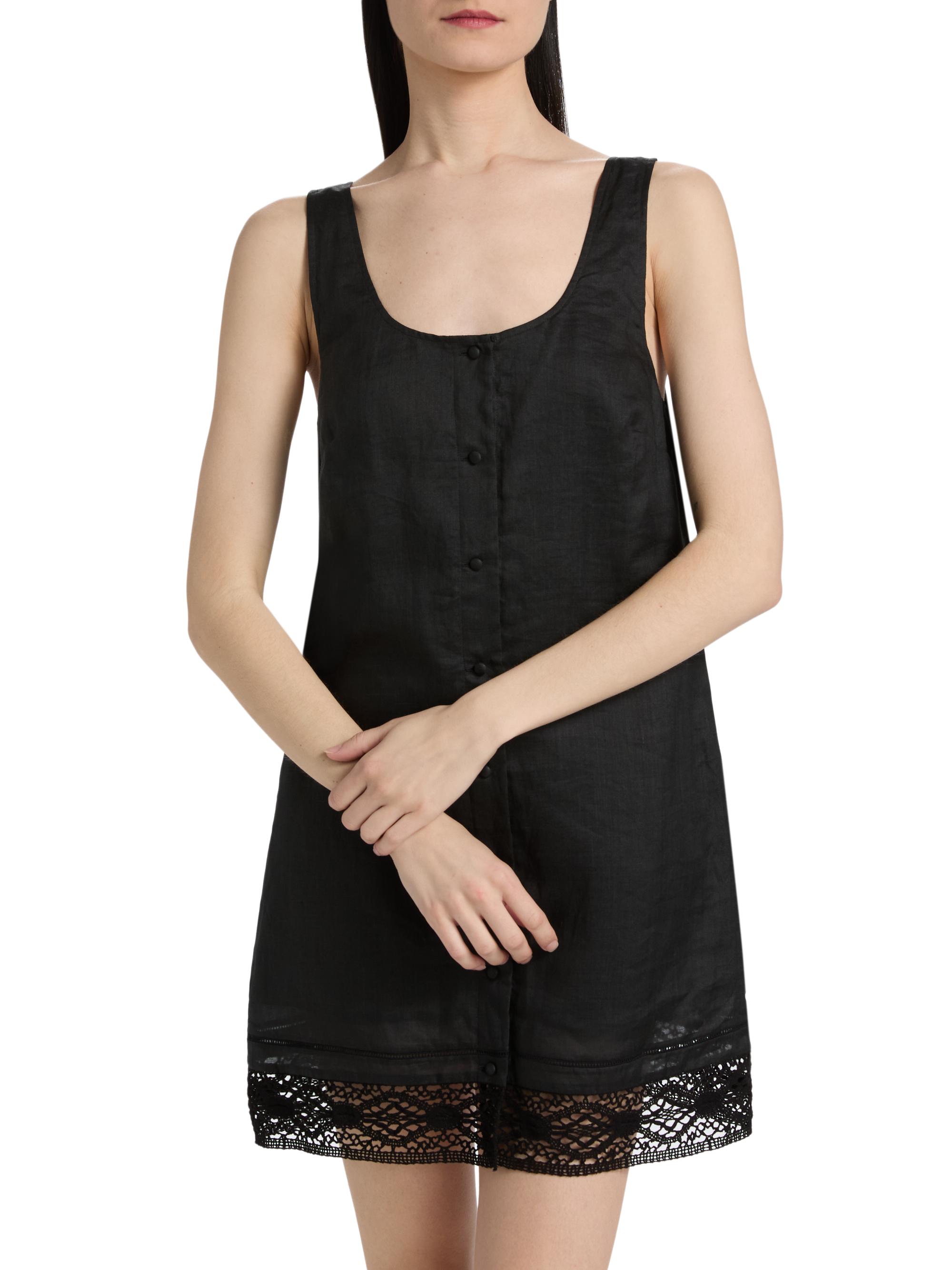 FRAME Women's The Heirloom Lace-Trim Minidress - Black | Thumbnail 3