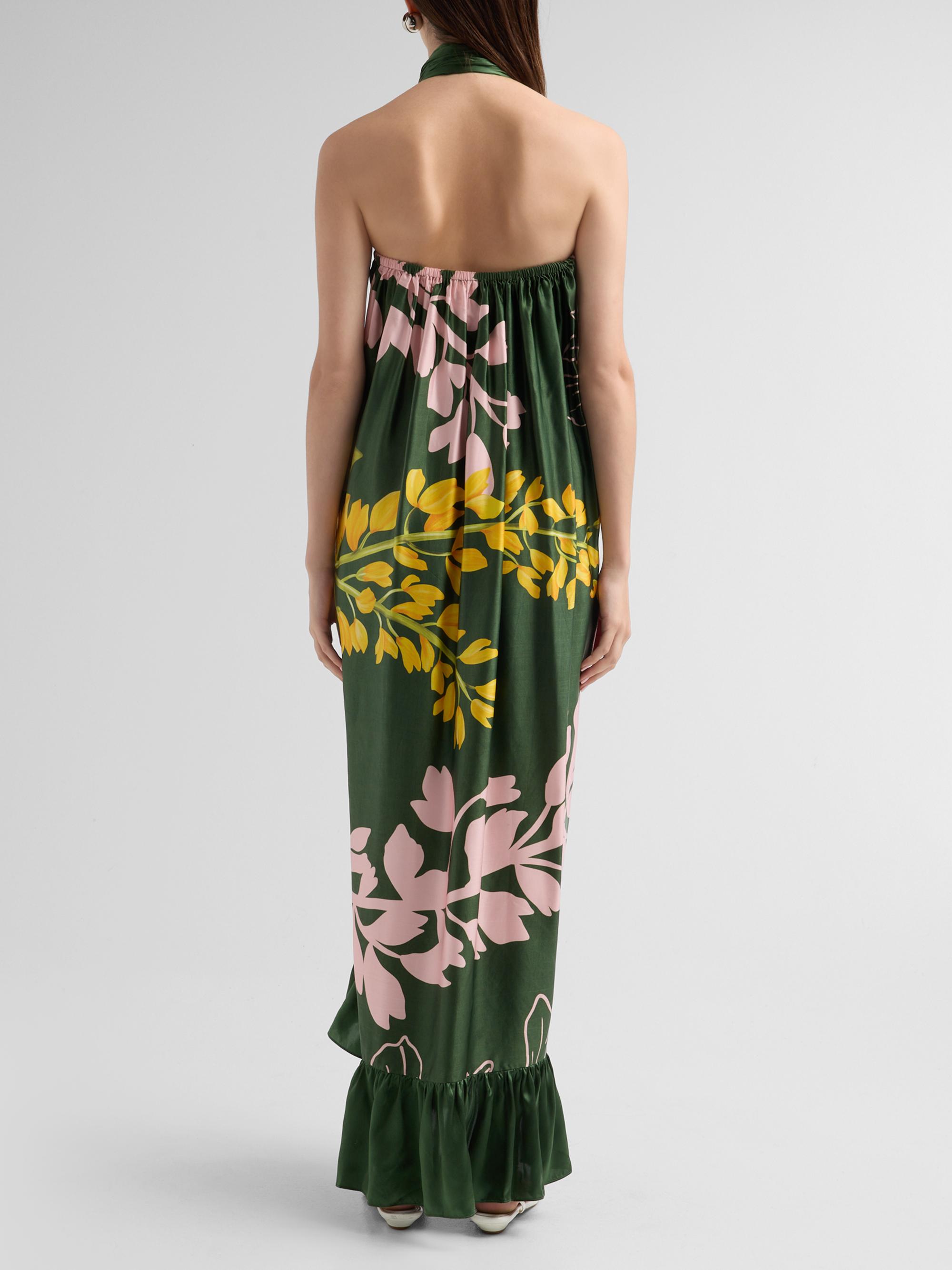 Verandah Women's Bejewelled Halterneck Maxi Dress - Emerald Multi Wisteria | Thumbnail 3