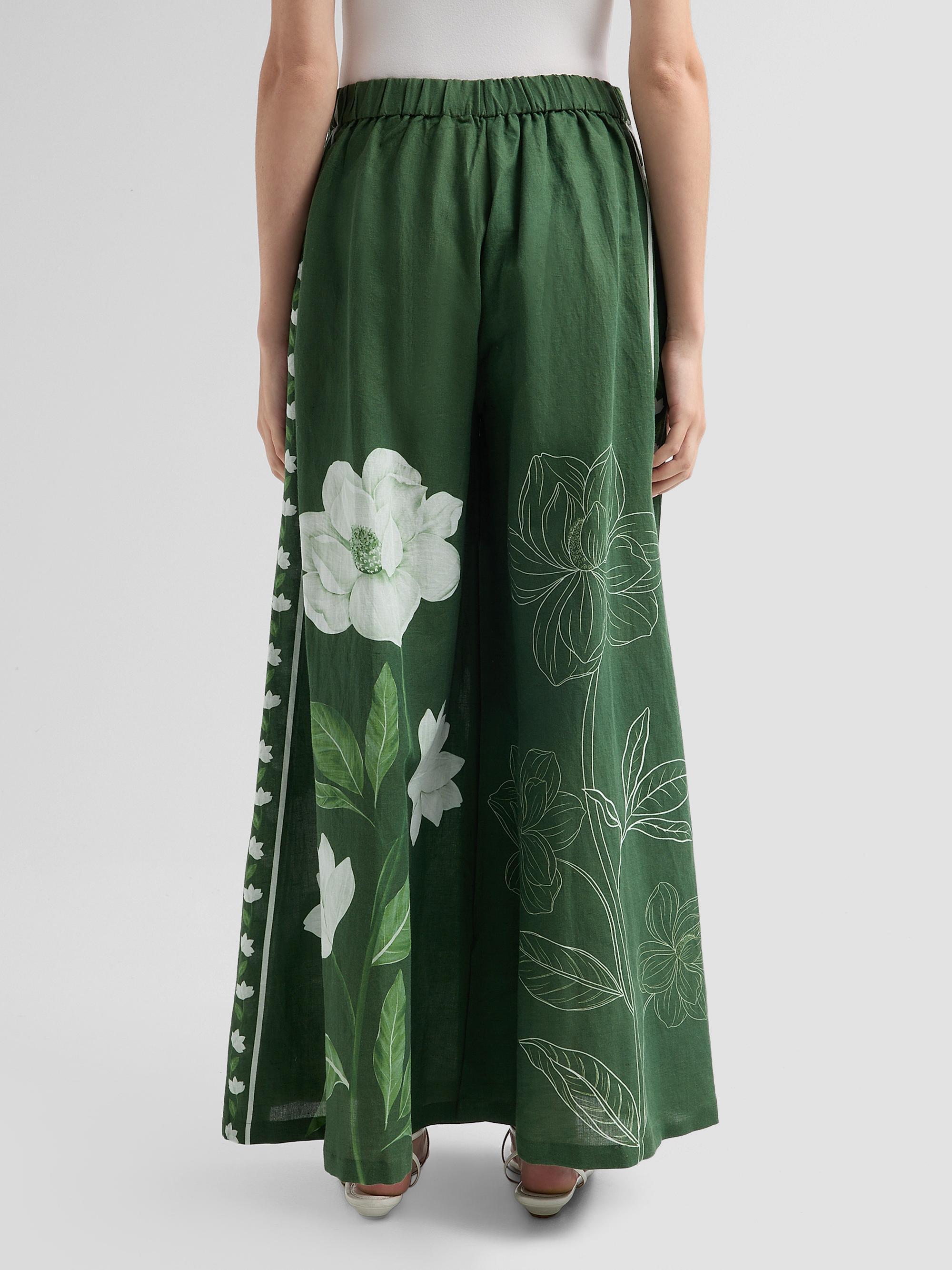 Verandah Women's Bejewelled Magnolia Flared Pants - Emerald Magnolia Flared | Thumbnail 3