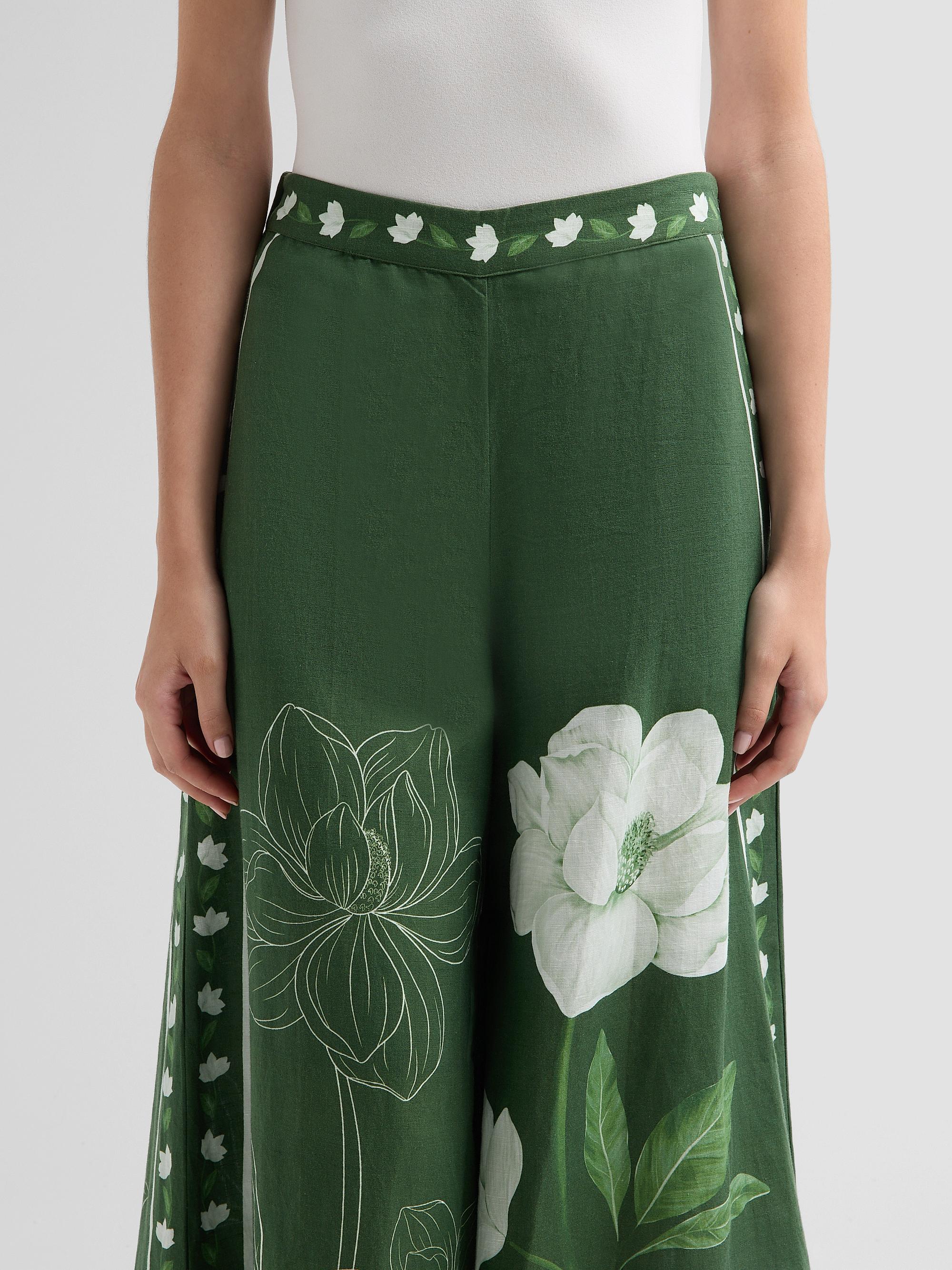 Verandah Women's Bejewelled Magnolia Flared Pants - Emerald Magnolia Flared | Thumbnail 5