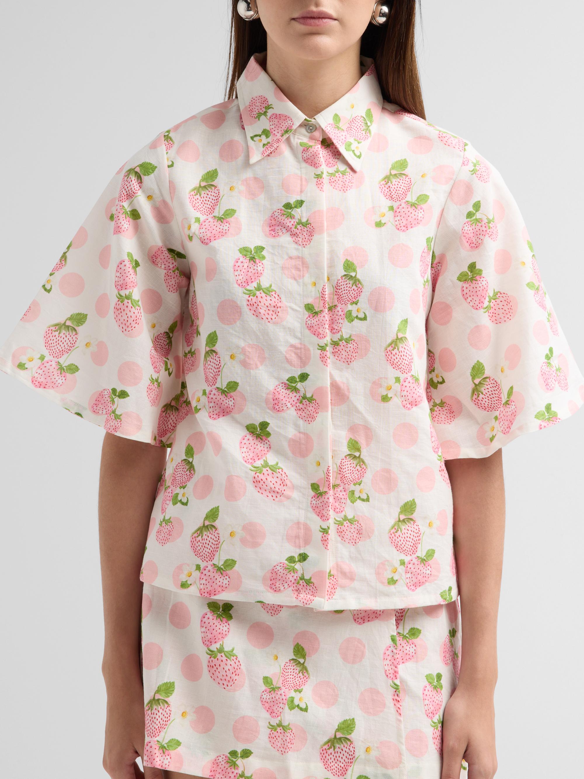 Verandah Women's Bejewelled Crop Shirt - Blush Berries | Thumbnail 5