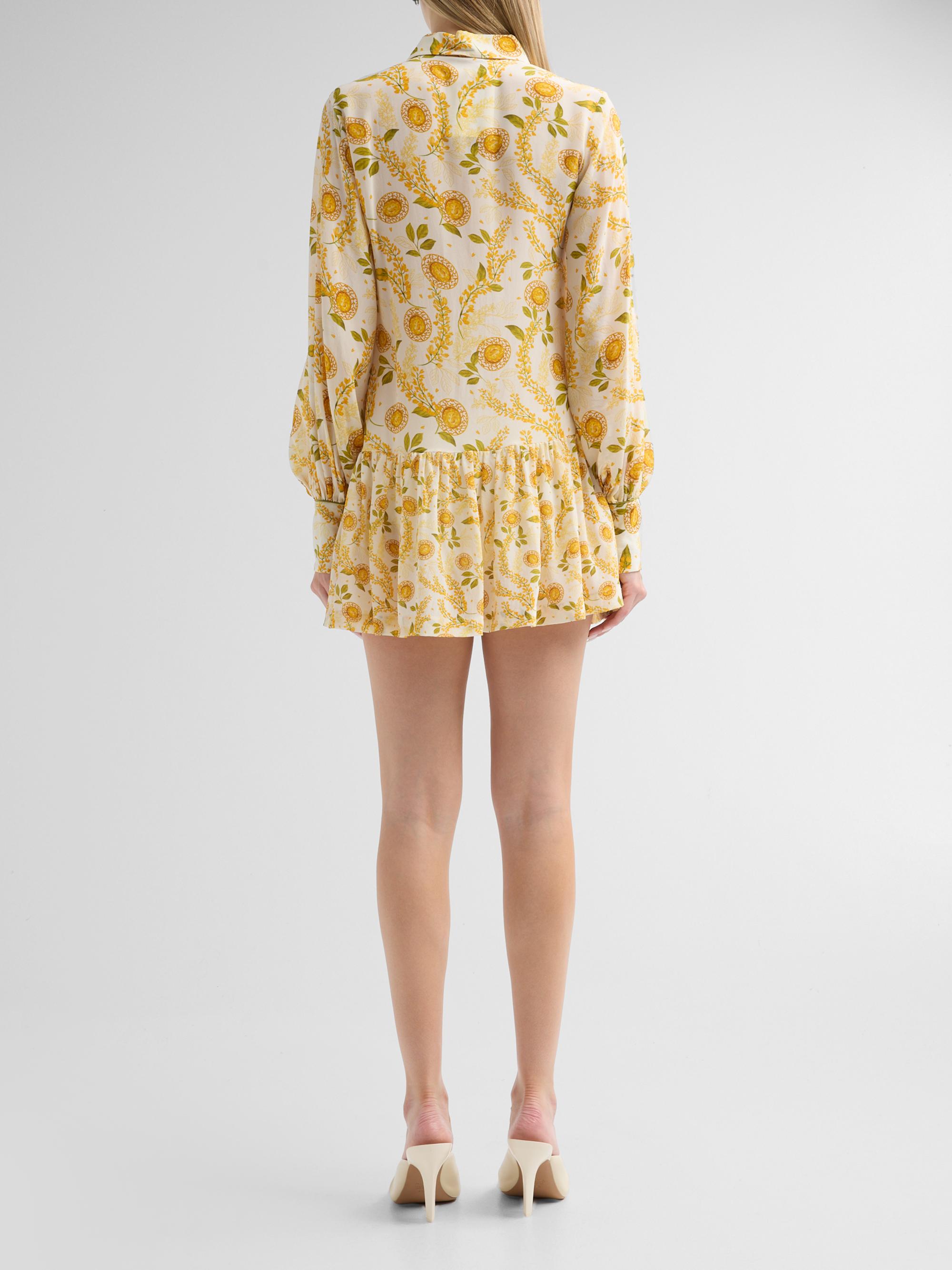 Verandah Women's Bejewelled Frill Mini Shirtdress - Yellow Sapphire | Thumbnail 3