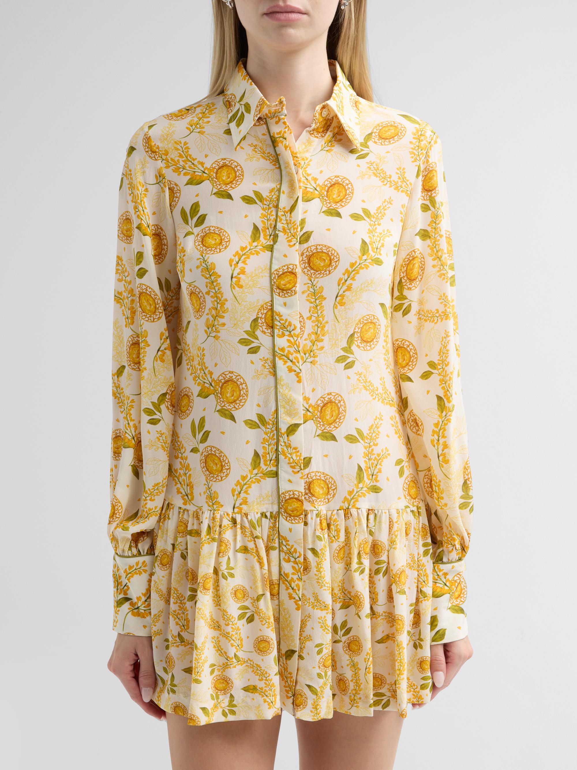 Verandah Women's Bejewelled Frill Mini Shirtdress - Yellow Sapphire | Thumbnail 5
