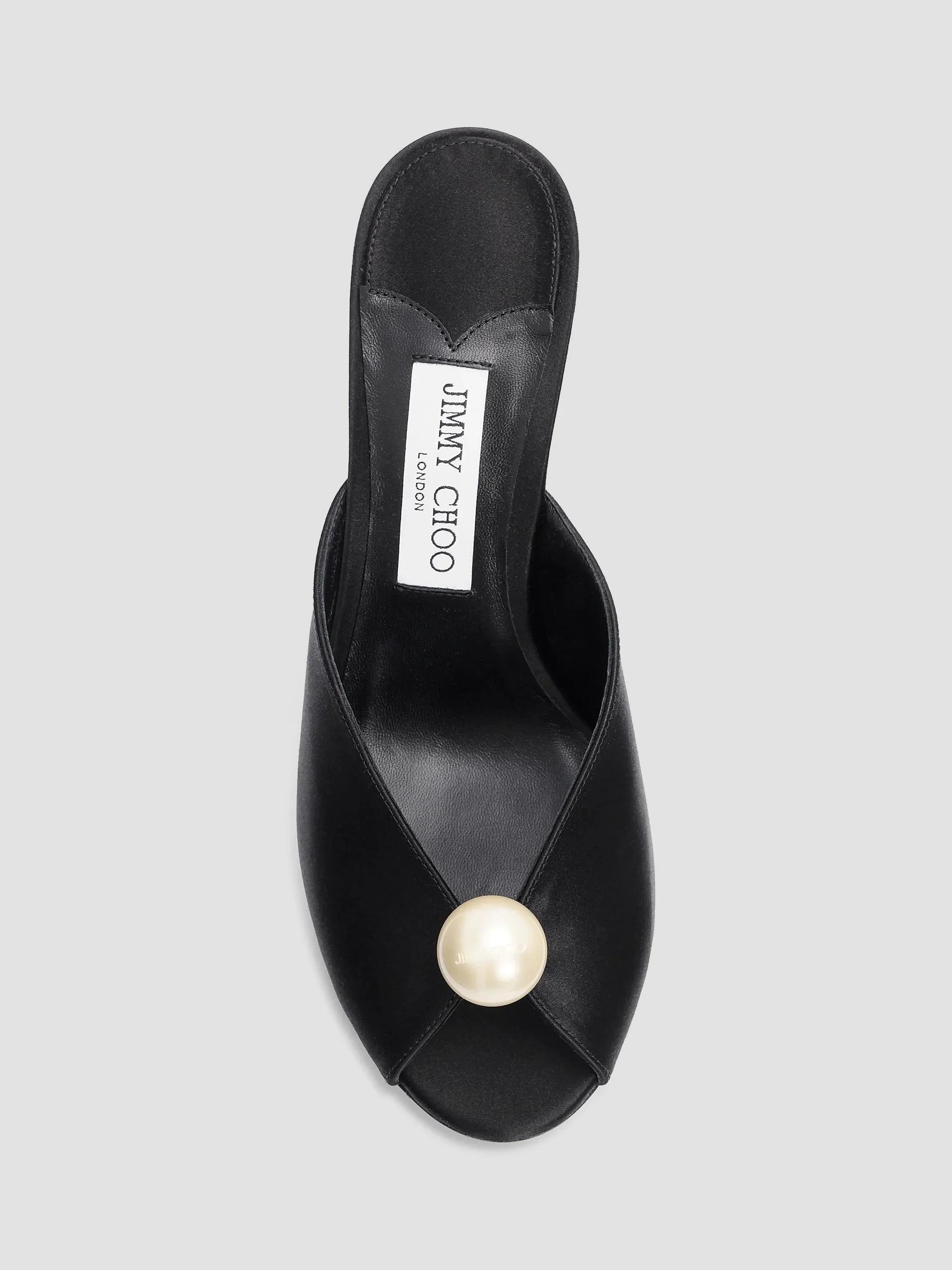 Jimmy Choo Ziri 90MM Imitation-Pearl Satin Mules | Saks Fifth Avenue