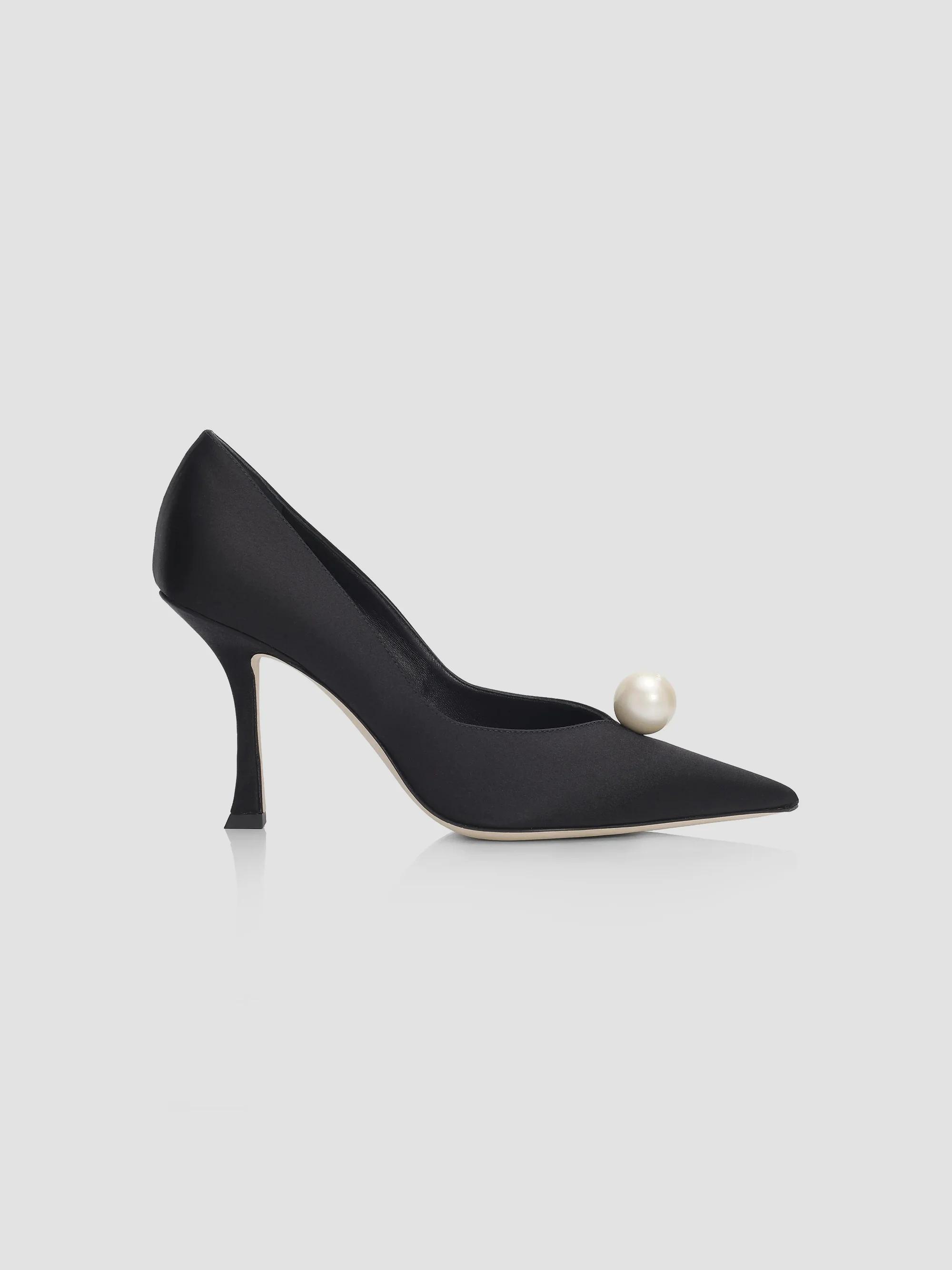 Jimmy Choo Ziri 90MM Imitation-Pearl Satin Pumps | Saks Fifth Avenue