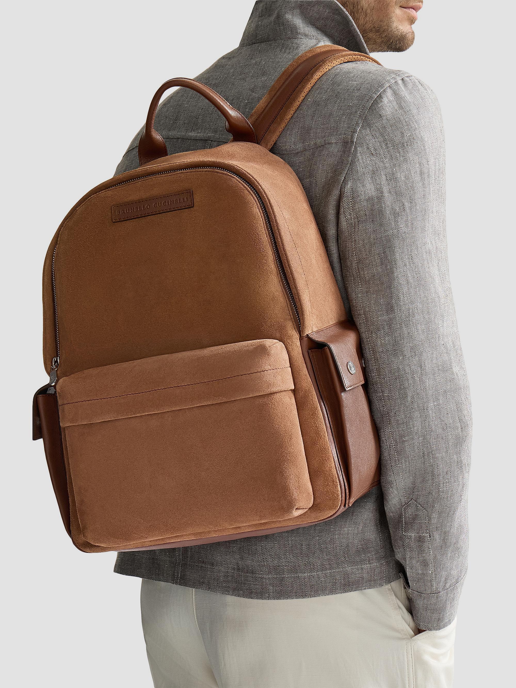 Brunello Cucinelli Suede and Buffalo Leather Travel Backpack