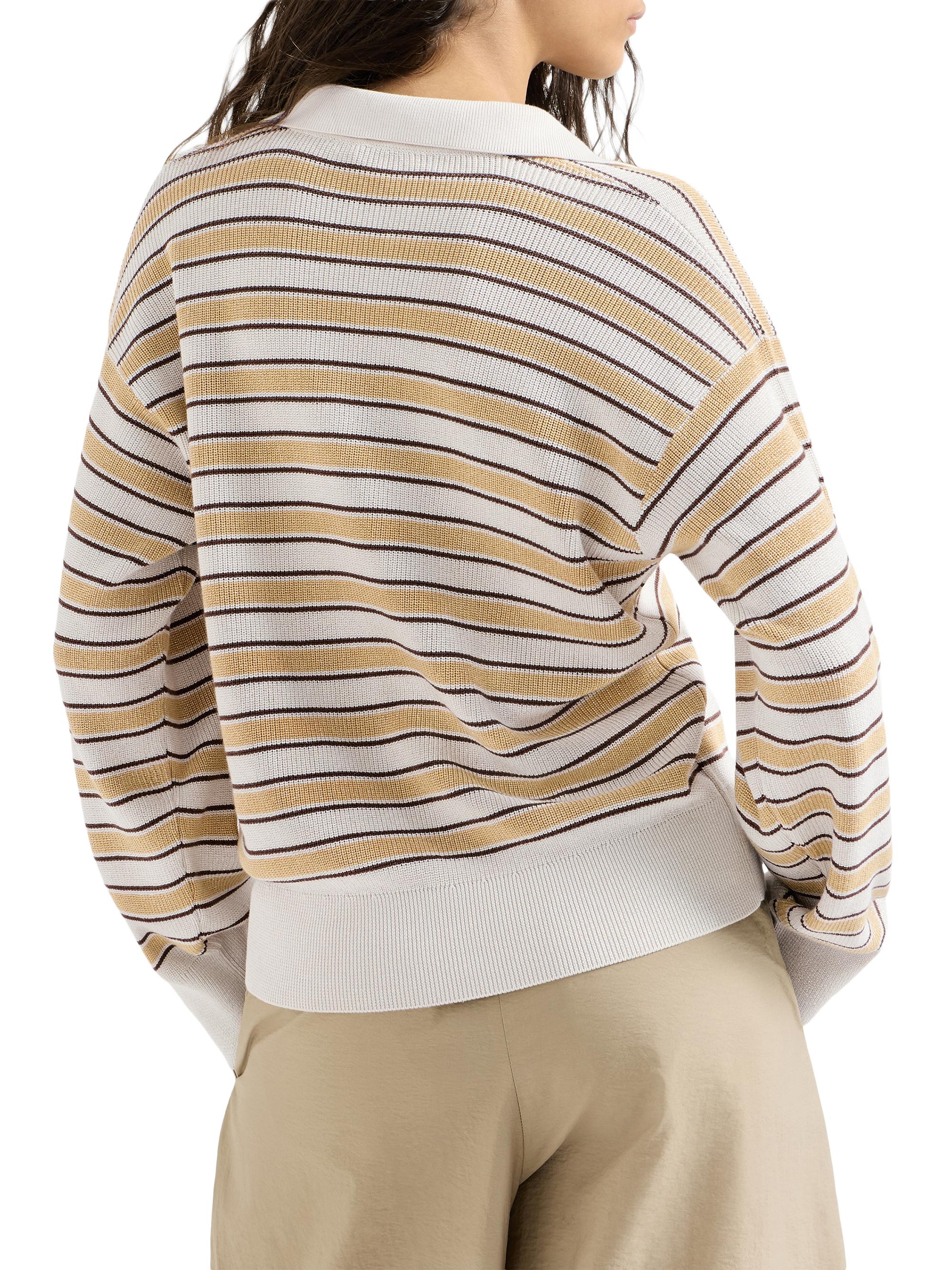 Brunello Cucinelli Cotton Knit Polo with Sparkling Stripes | Saks