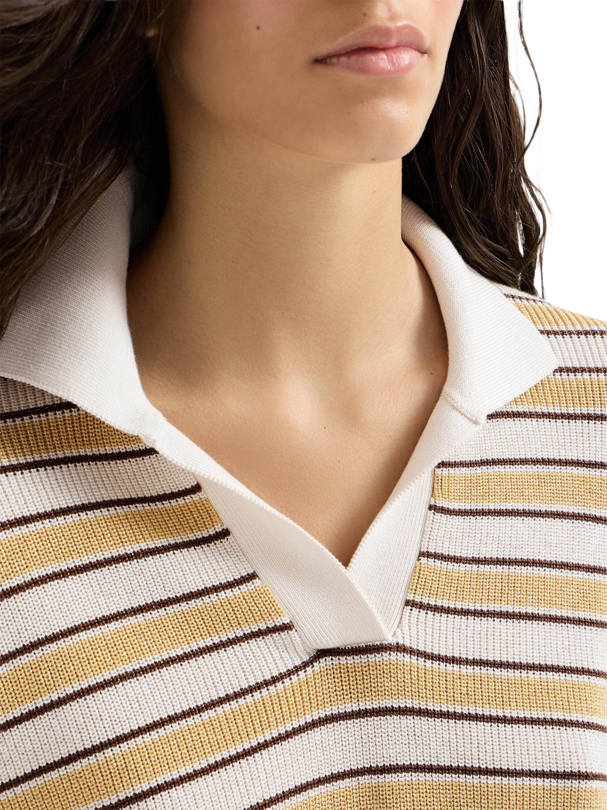 Brunello Cucinelli Cotton Knit Polo with Sparkling Stripes | Saks