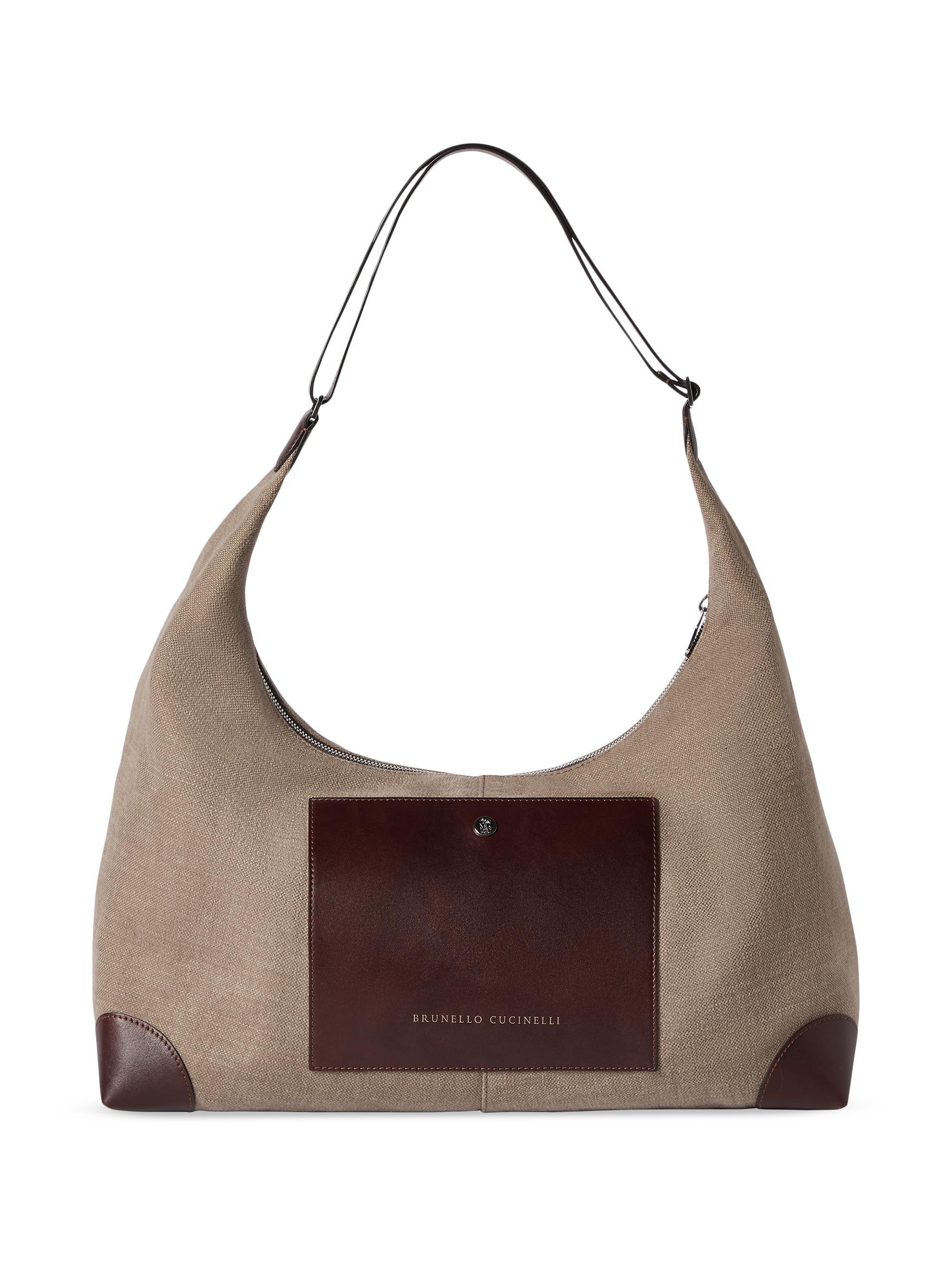 Brunello Cucinelli Women's Water Resistant Canvas and Burnished Calfskin Hobo Bag - Leather | Thumbnail 6
