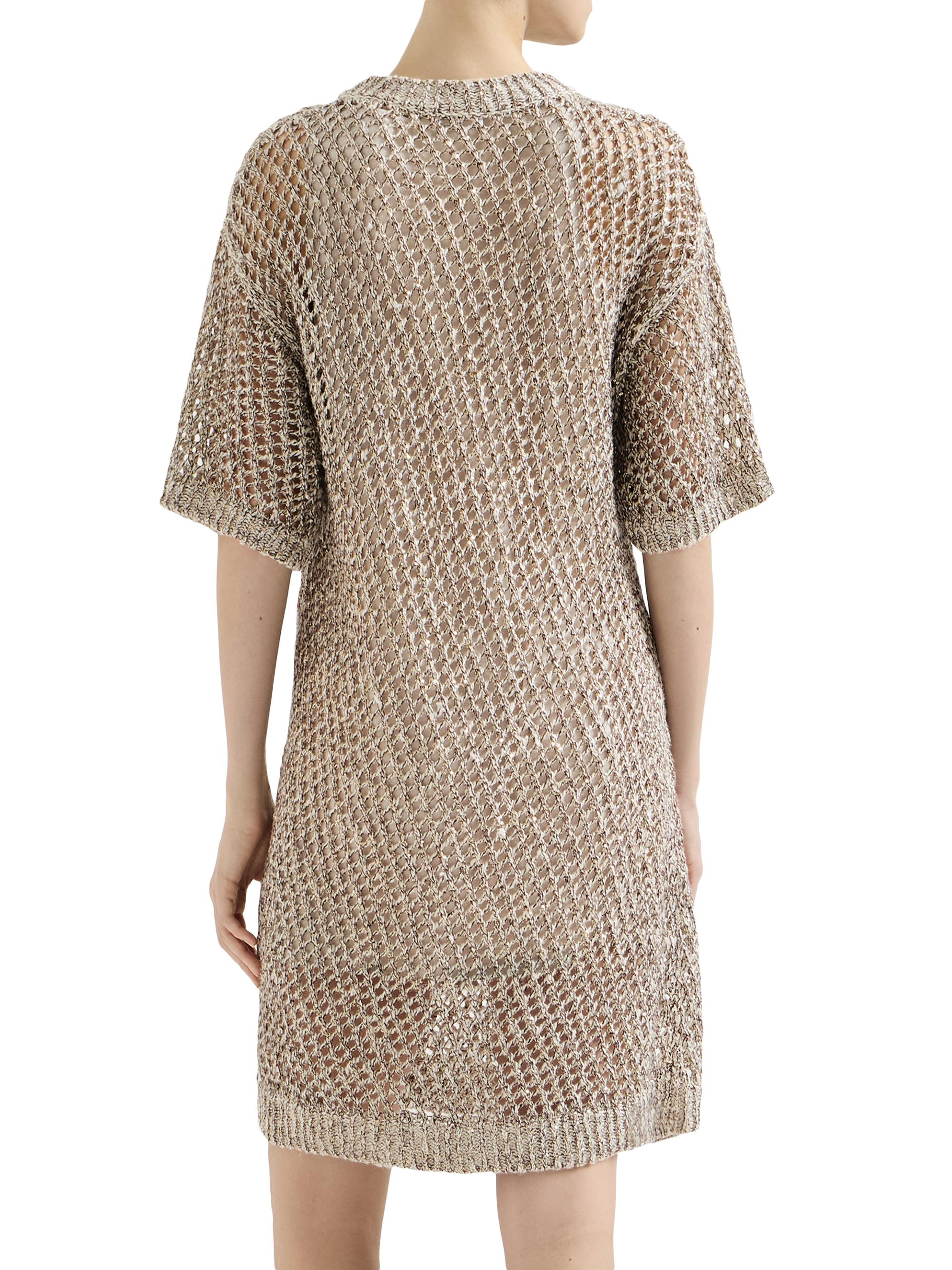 Brunello Cucinelli Dazzling Chiné Net Knit Dress in Silk and Linen