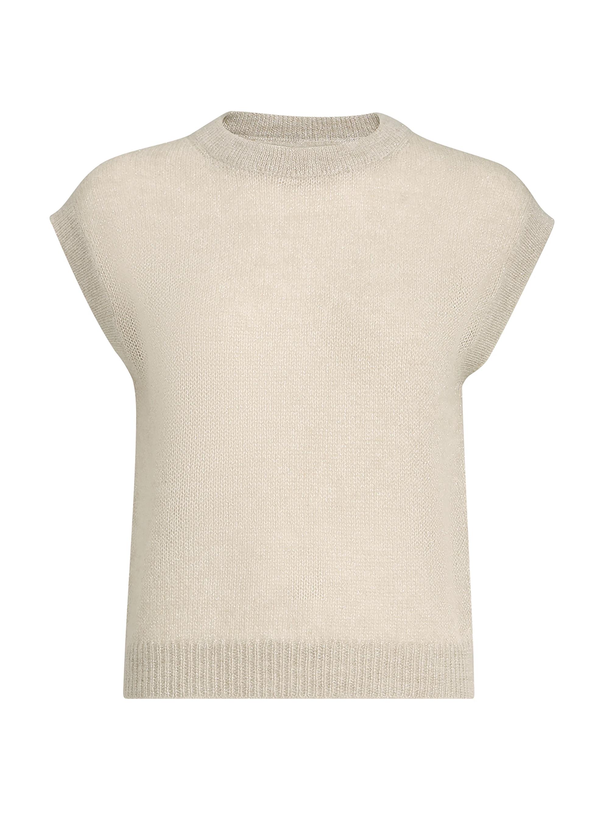 Brunello Cucinelli Women's Sparkling Mohair and Wool Knit T-Shirt with Monili - | Thumbnail 7