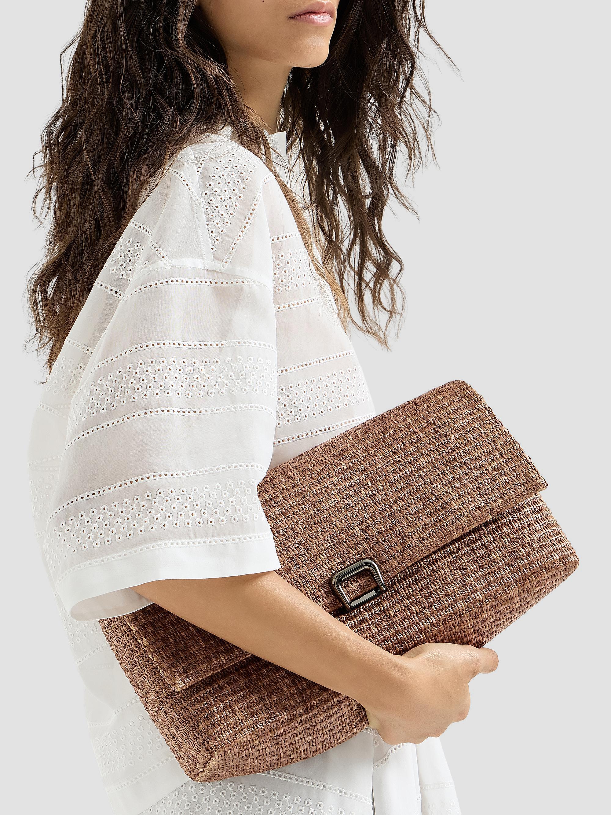 Brunello Cucinelli Sartorial Clutch Bag in Techno Cotton Raffia