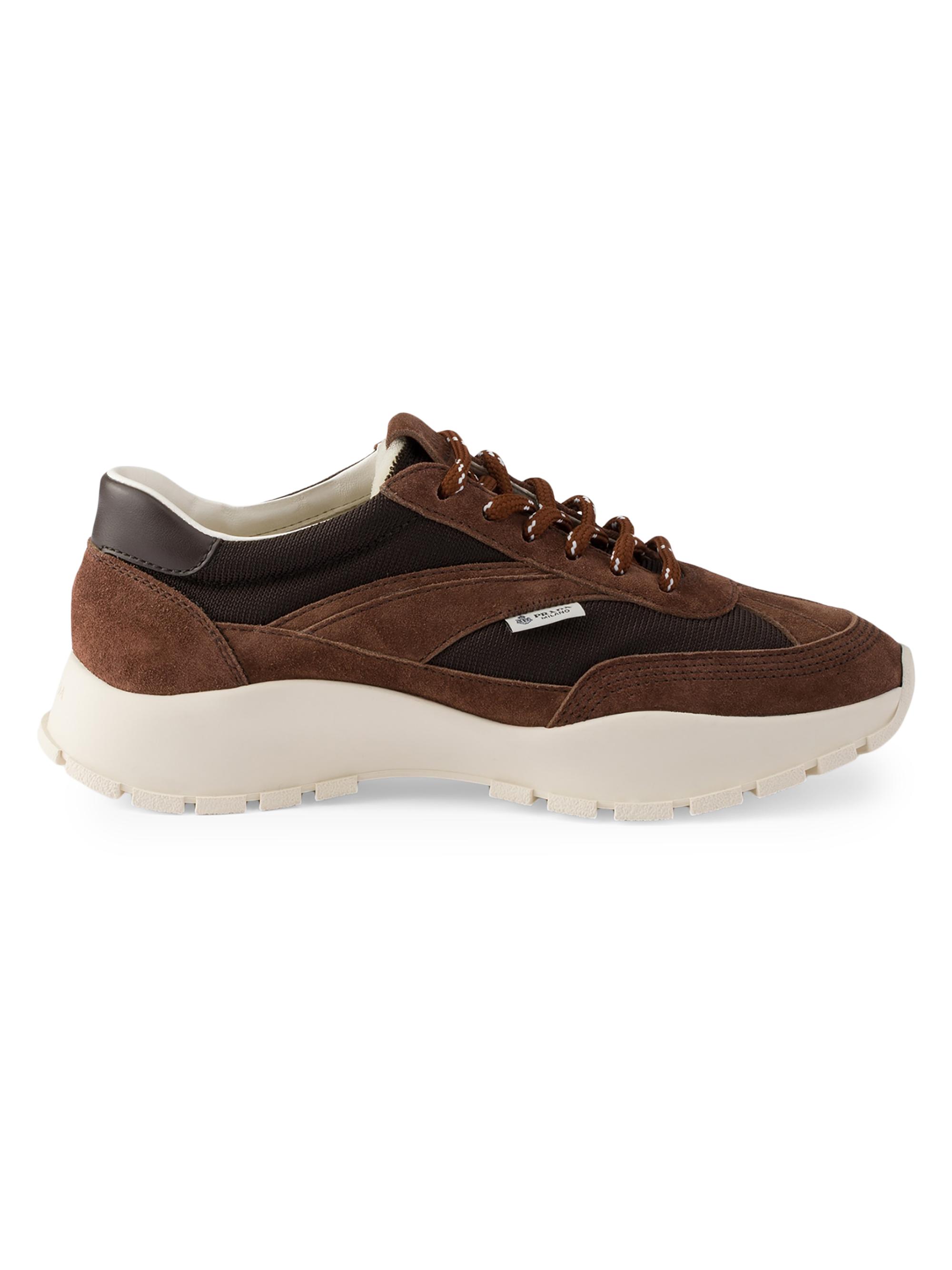 Prada Women's Mesh Fabric and Suede Sneakers - Brown