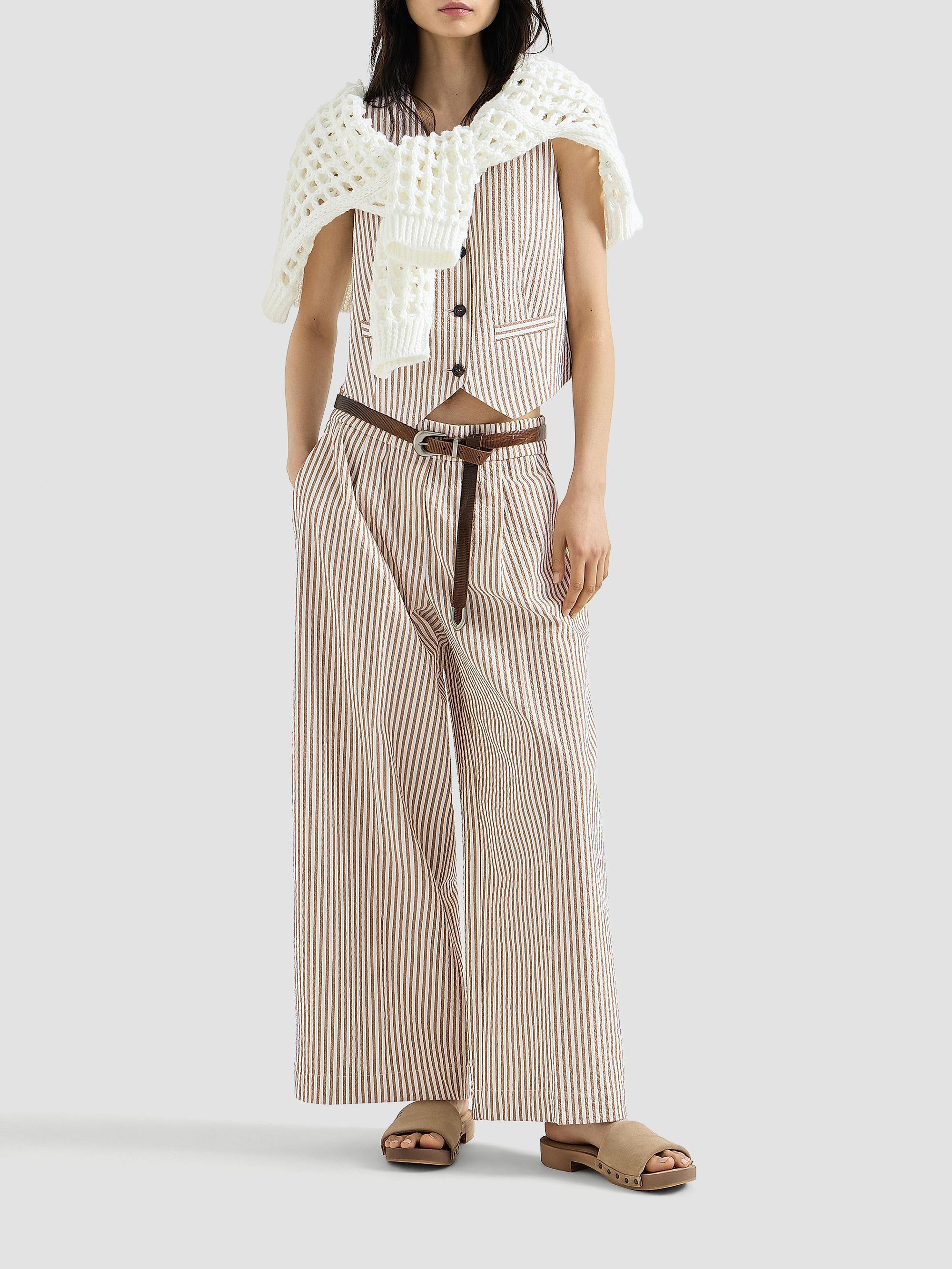 Brunello Cucinelli Techno Cotton Striped Seersucker Baggy Track