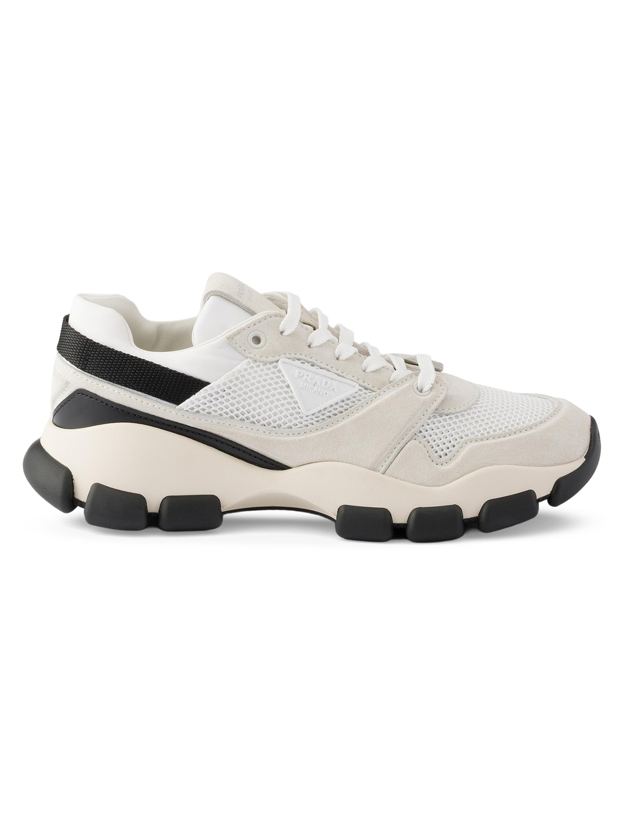 Prada Women's Mesh Fabric and Suede Sneakers - White