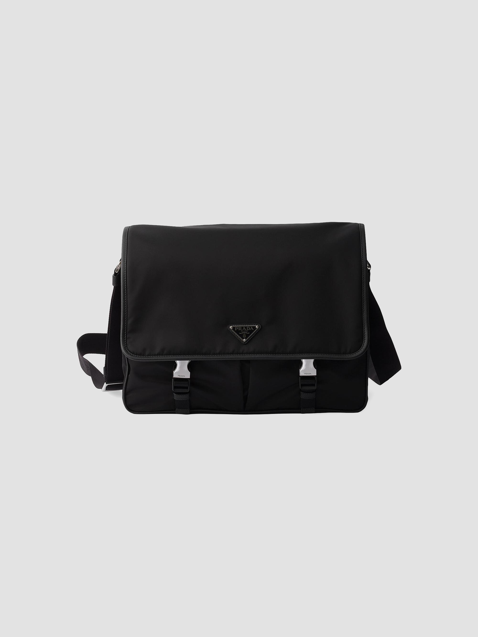 Prada Men's Re-Nylon and Saffiano Leather Shoulder Bag - Black