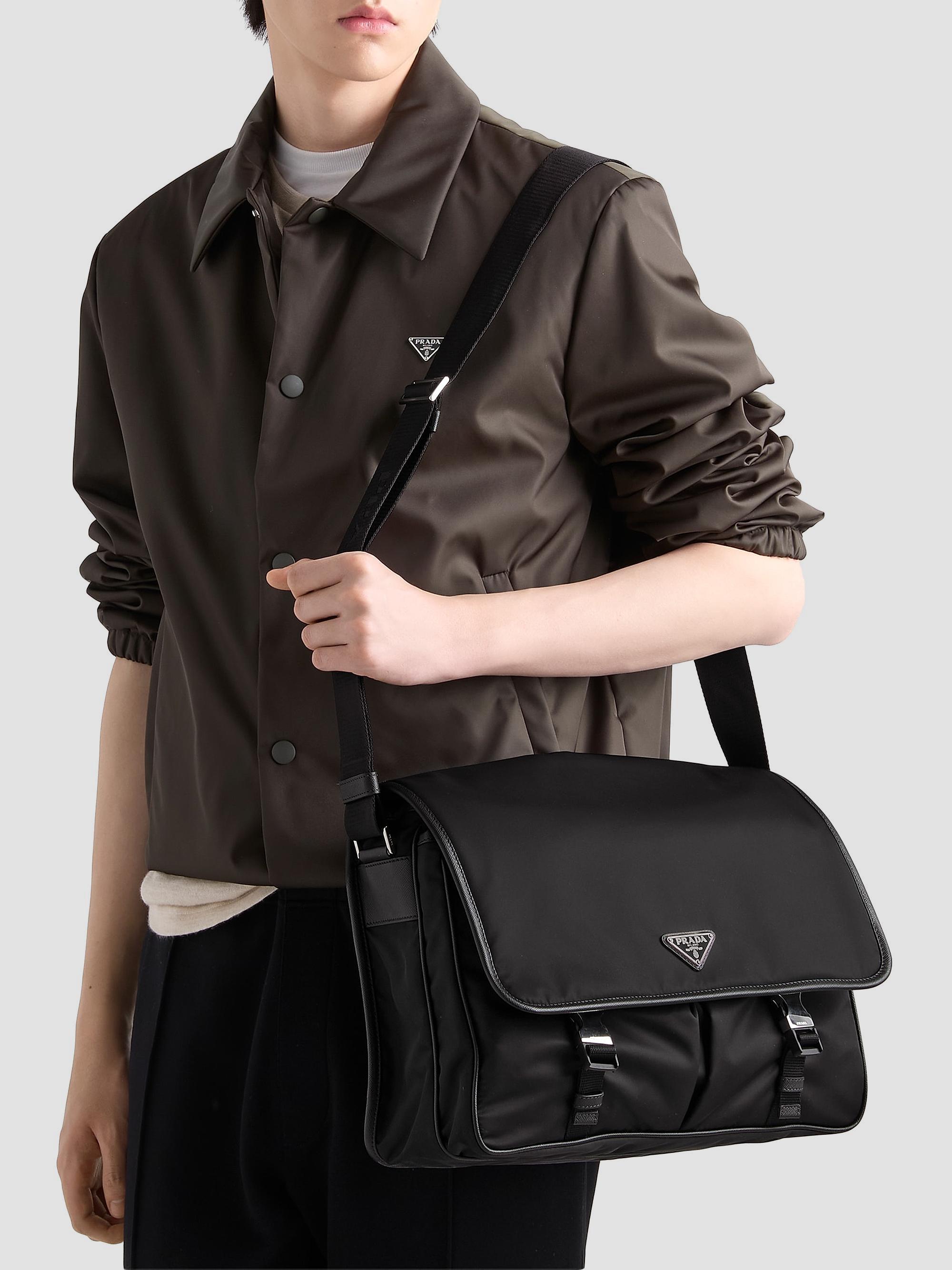 Prada Men's Re-Nylon and Saffiano Leather Shoulder Bag - Black | Thumbnail 3