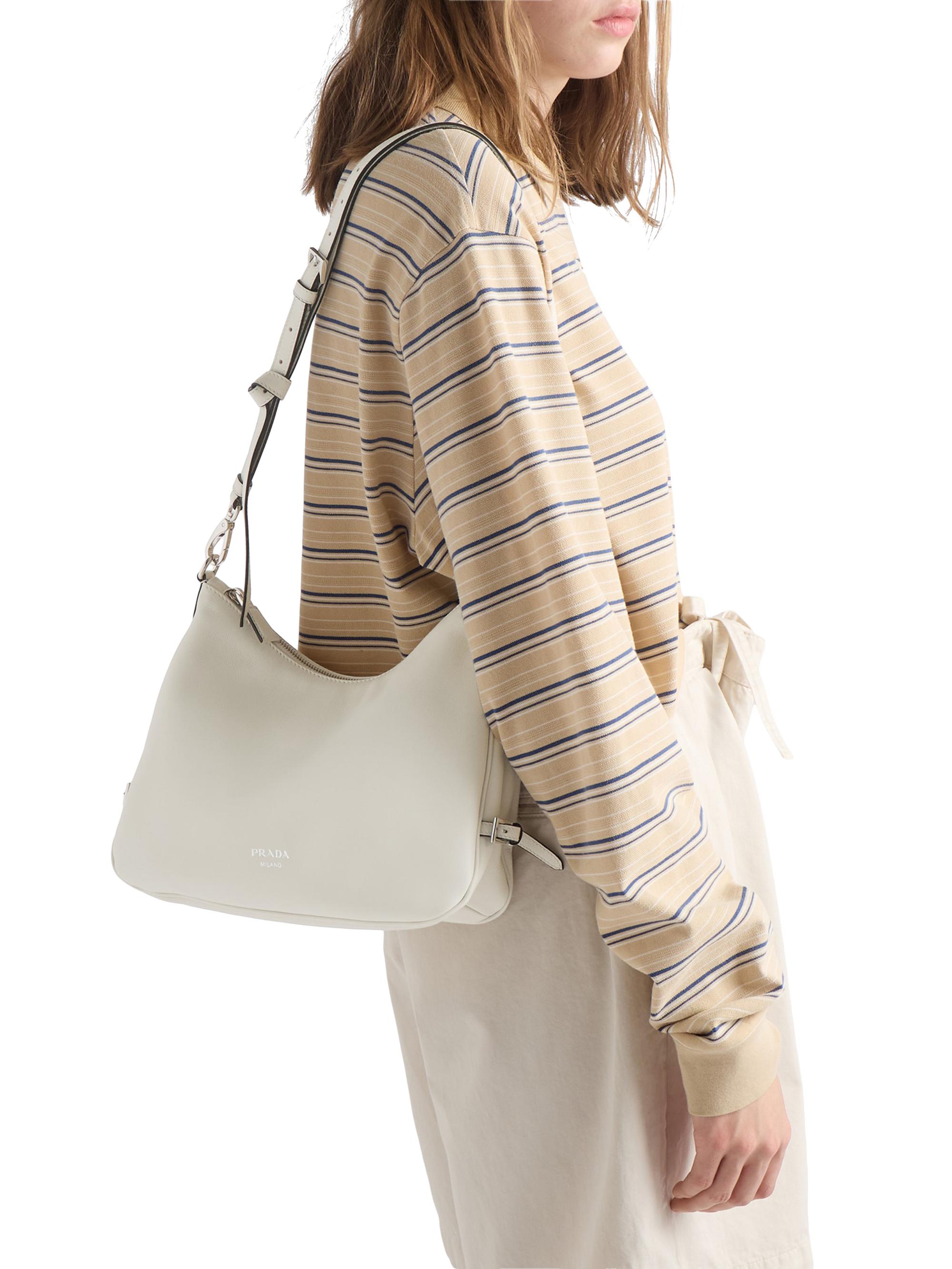 Prada Women's Fold Leather Shoulder Bag - White - Women's Bags