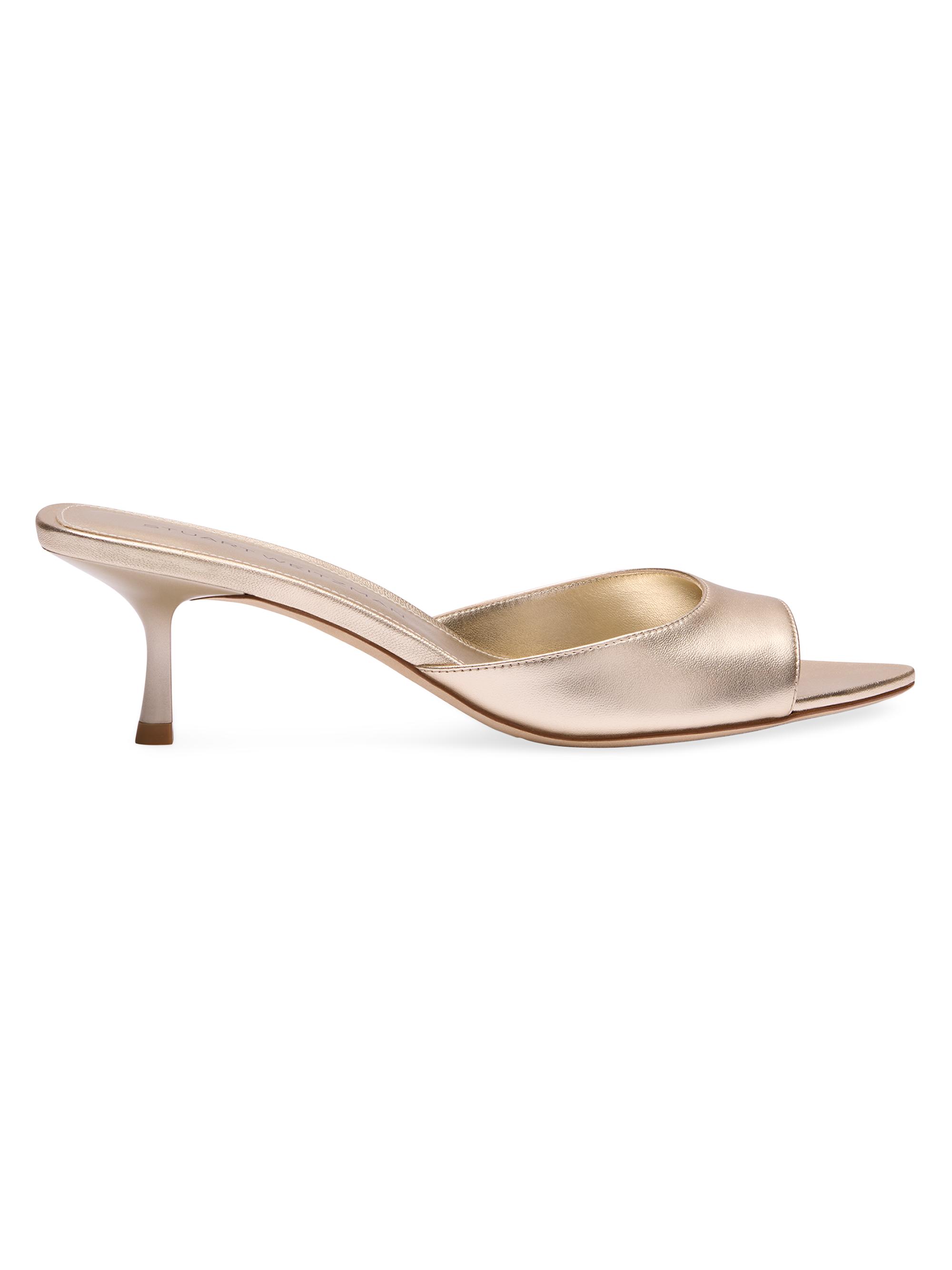 Stuart Weitzman Women's Lexington 50MM Leather Mules - Light Gold