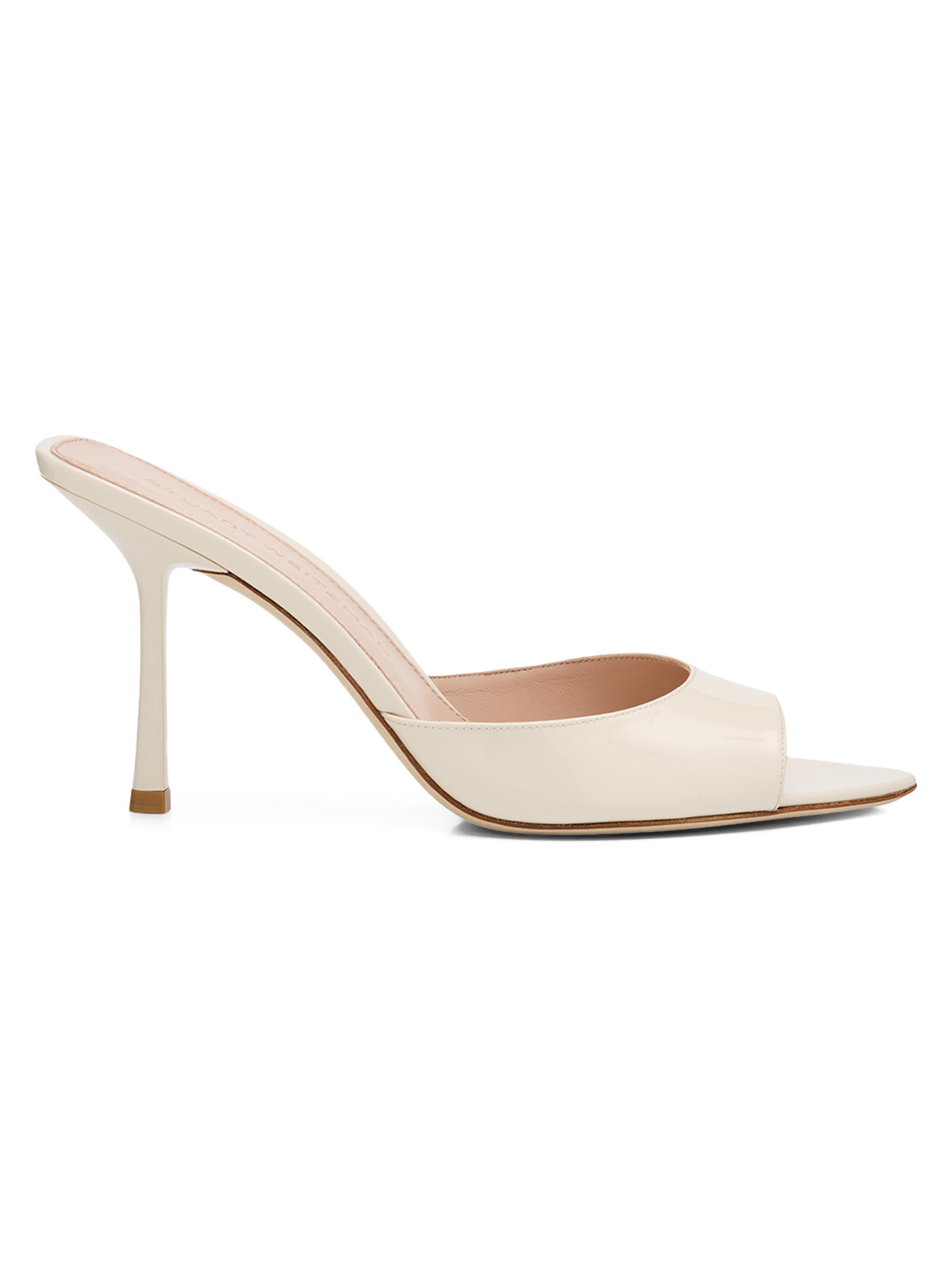 Stuart Weitzman Women's Lexington 85MM Patent Leather Mules - Cream