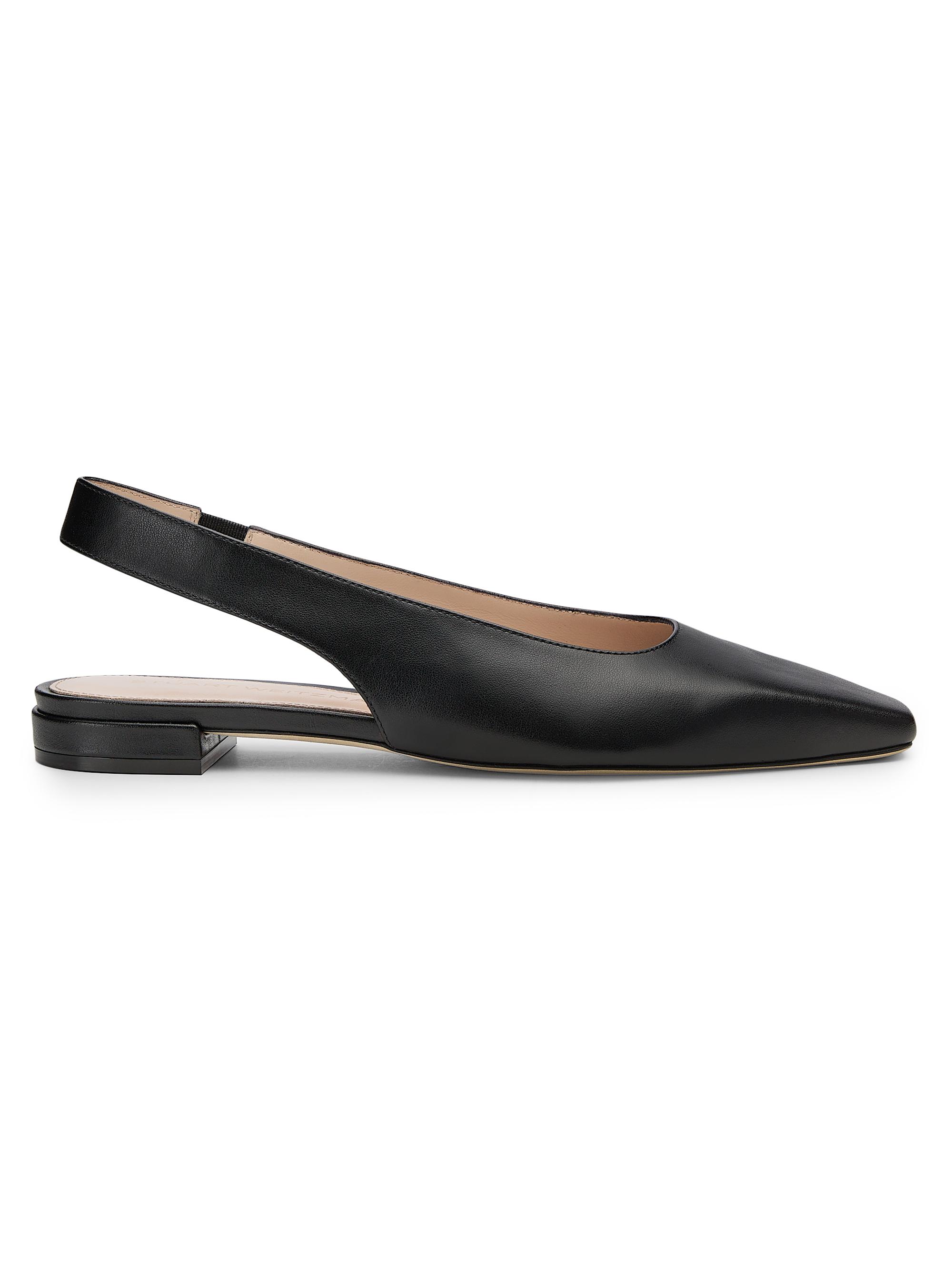 Stuart Weitzman Women's Stassi Leather Slingback Flats - Black