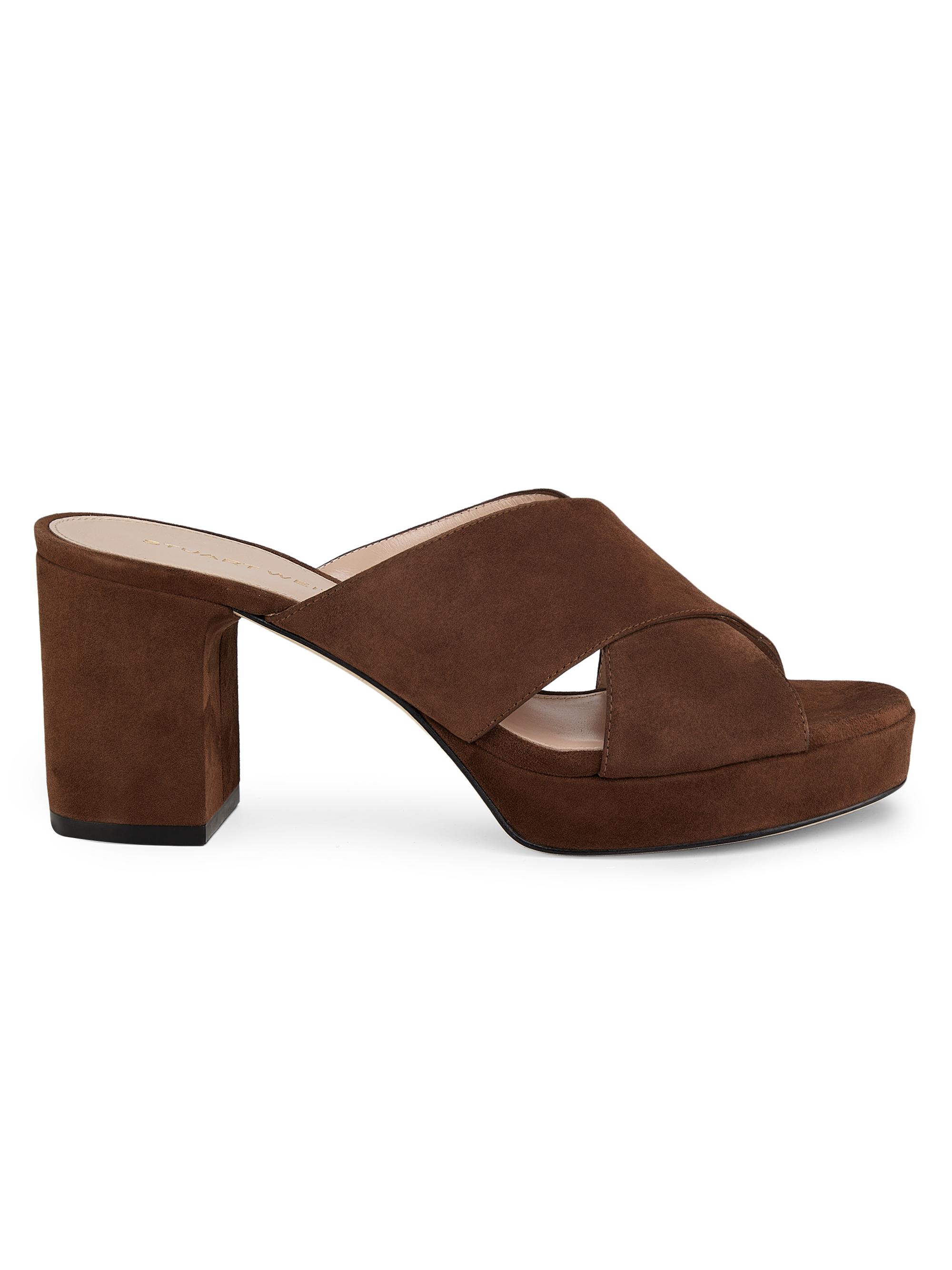 Stuart Weitzman Women's Dayna 80MM Suede Platform Mules - Cigar