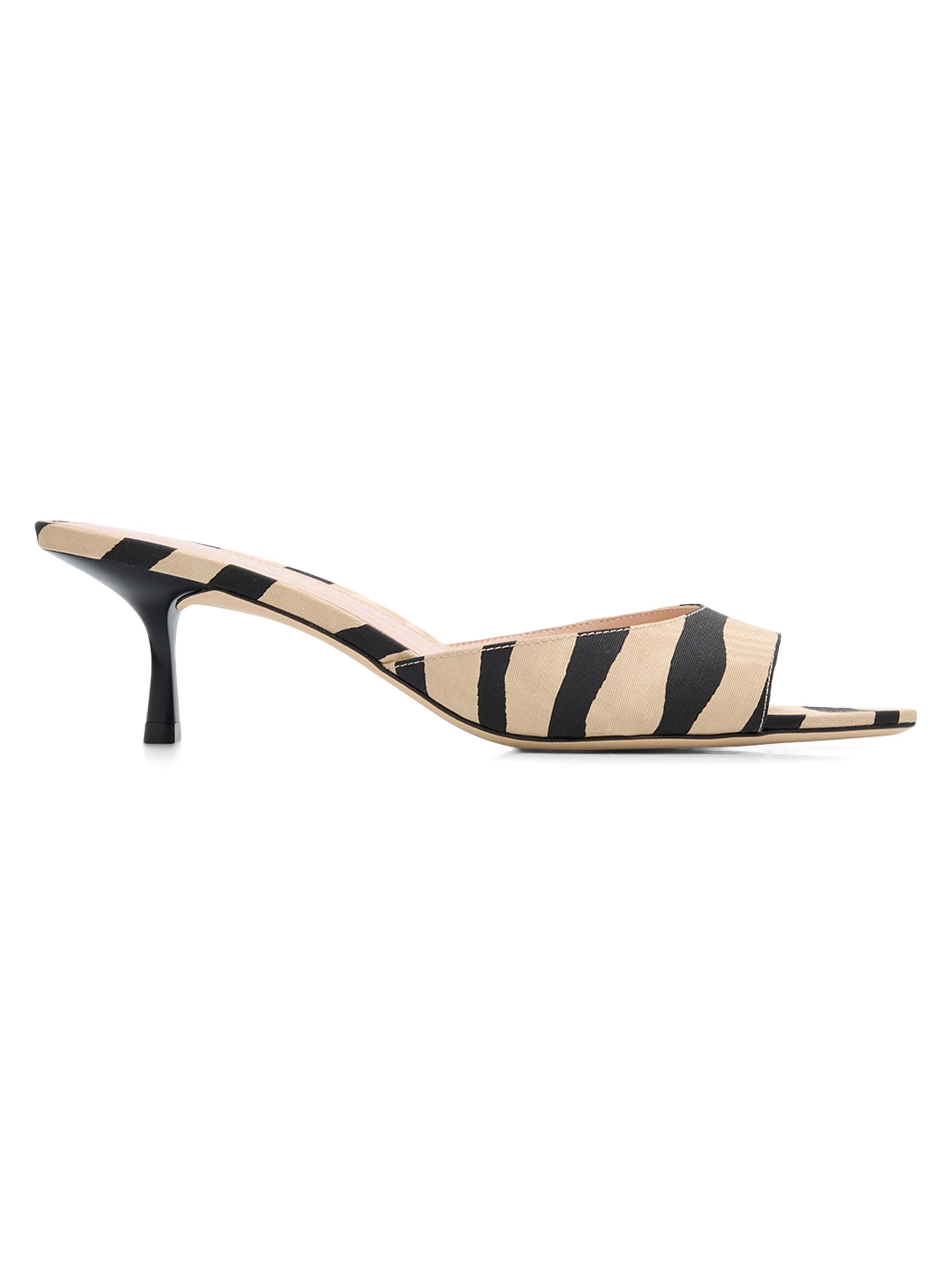 Stuart Weitzman Women's Lexington 50MM Zebra-Print Mules - Cream Smoke