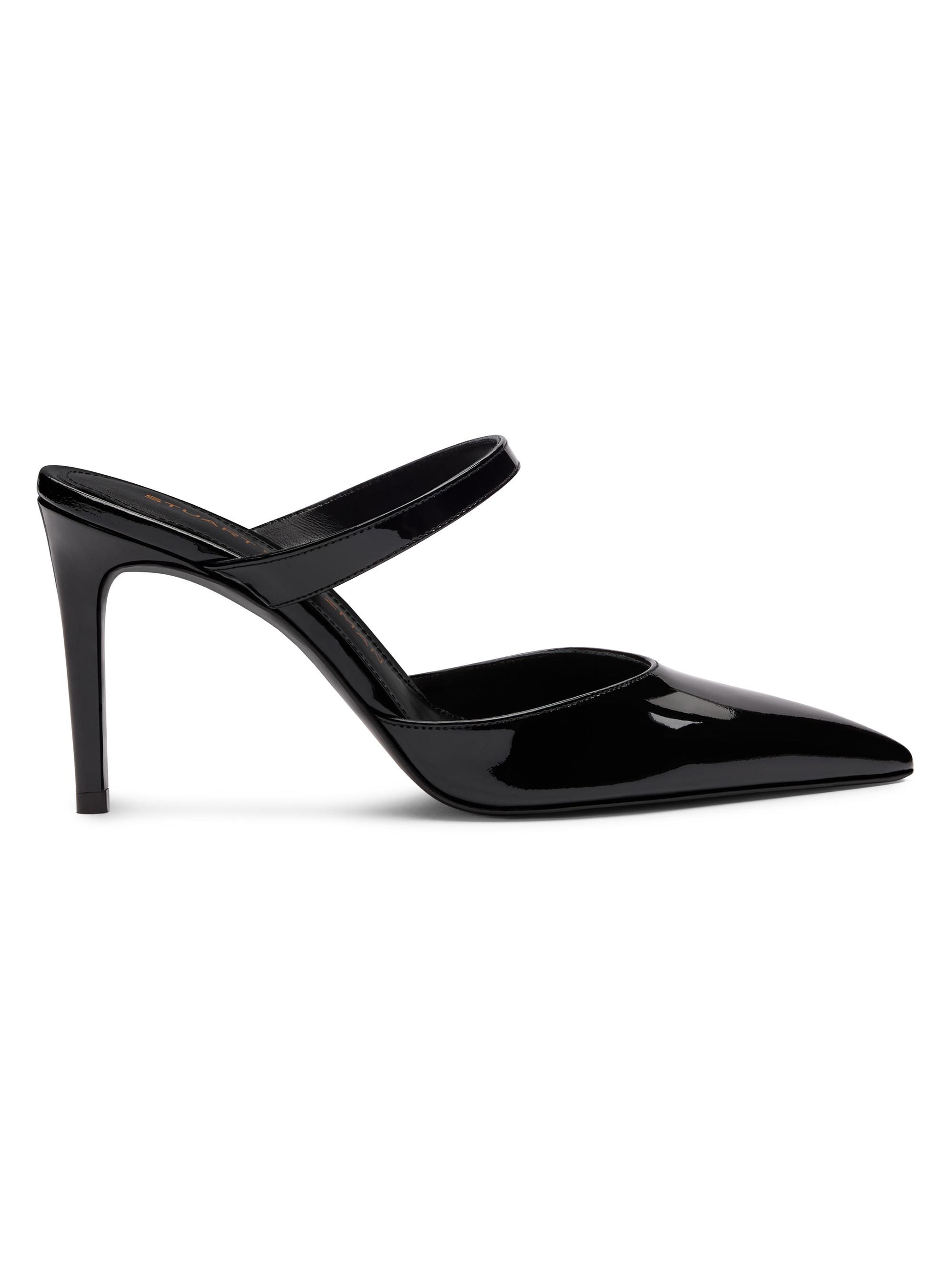Stuart Weitzman Women's Stuart Power 85MM Patent Leather Stiletto Mules - Black