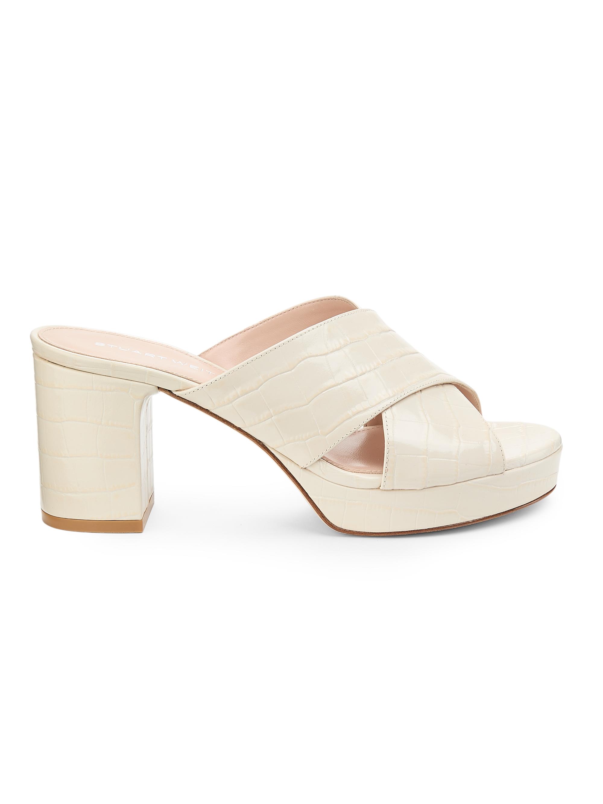 Stuart Weitzman Women's Dayna 80MM Leather Platform Sandals - Linen
