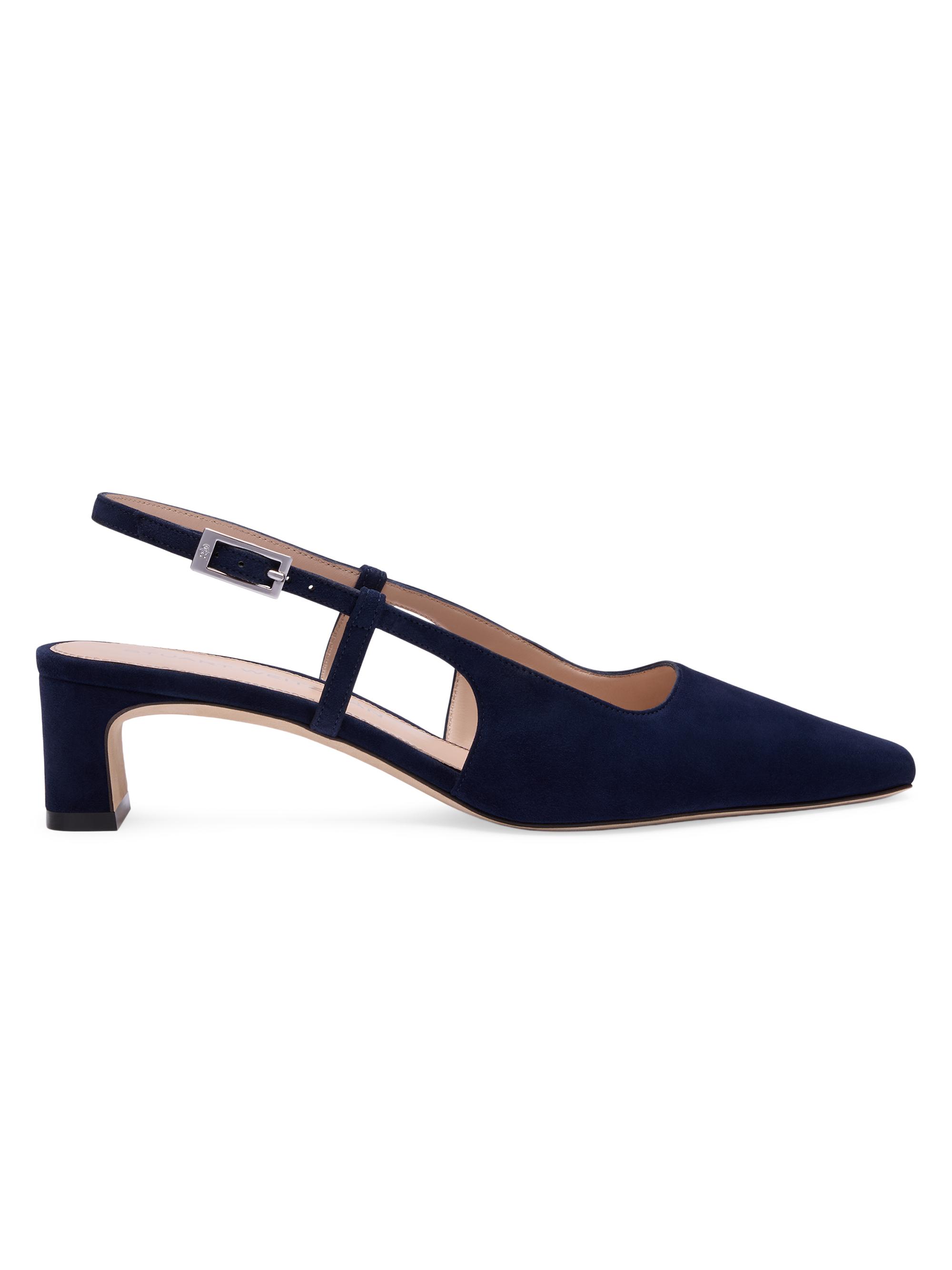 Stuart Weitzman Women's Baby Babette 40MM Suede Slingback Pumps - Nice Blue