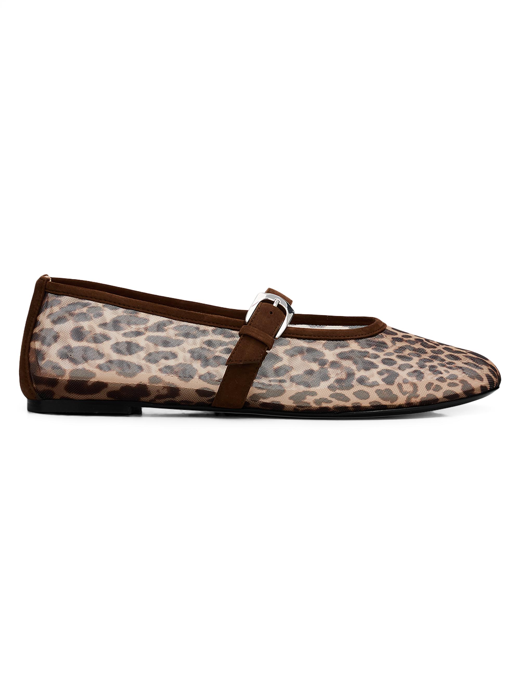 Stuart Weitzman Women's Sai Bareitall Leopard-Print Mesh Mary Jane Flats - Classic Cigar