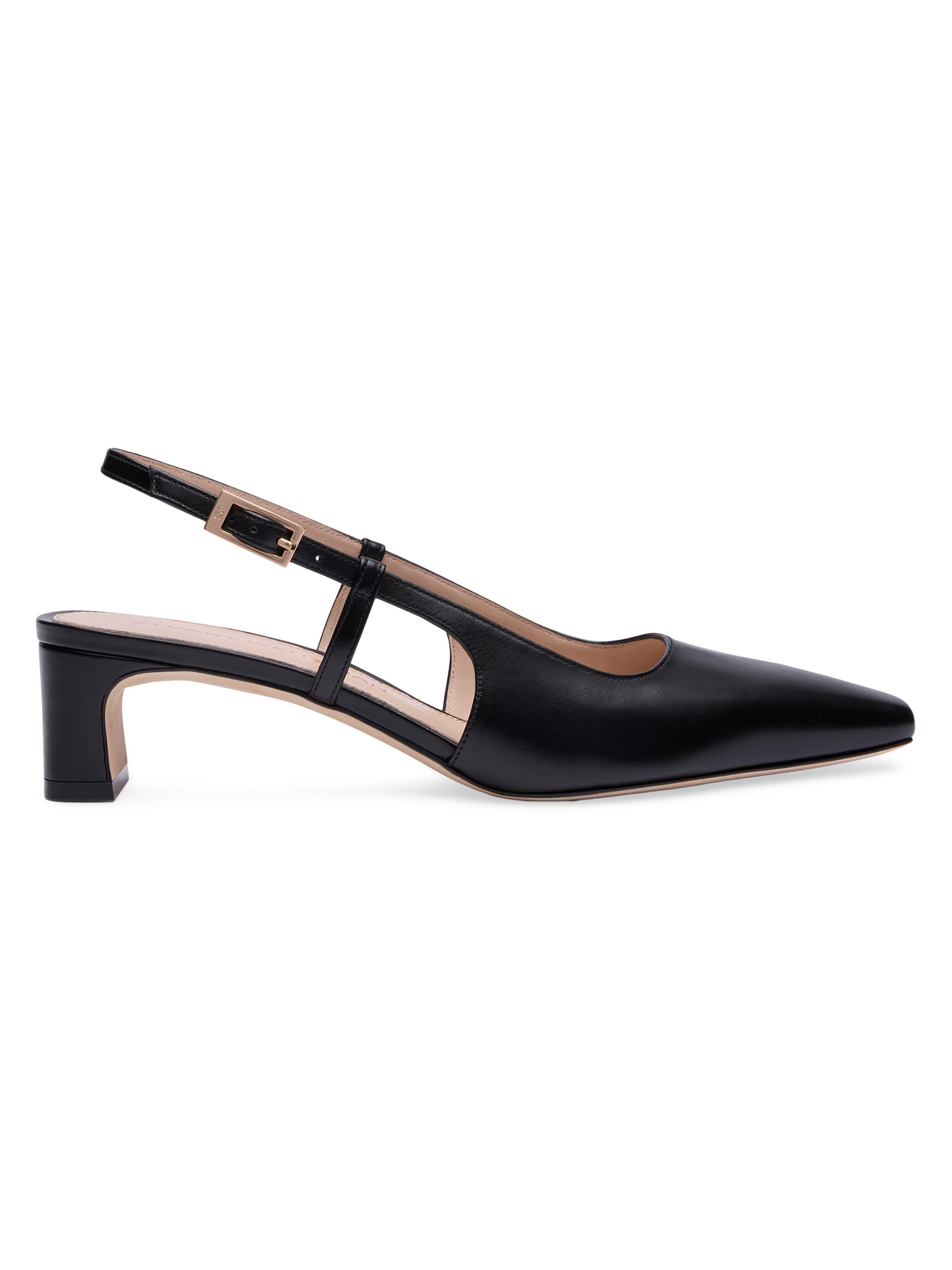 Stuart Weitzman Women's Baby Babette 40MM Leather Slingback Pumps - Black